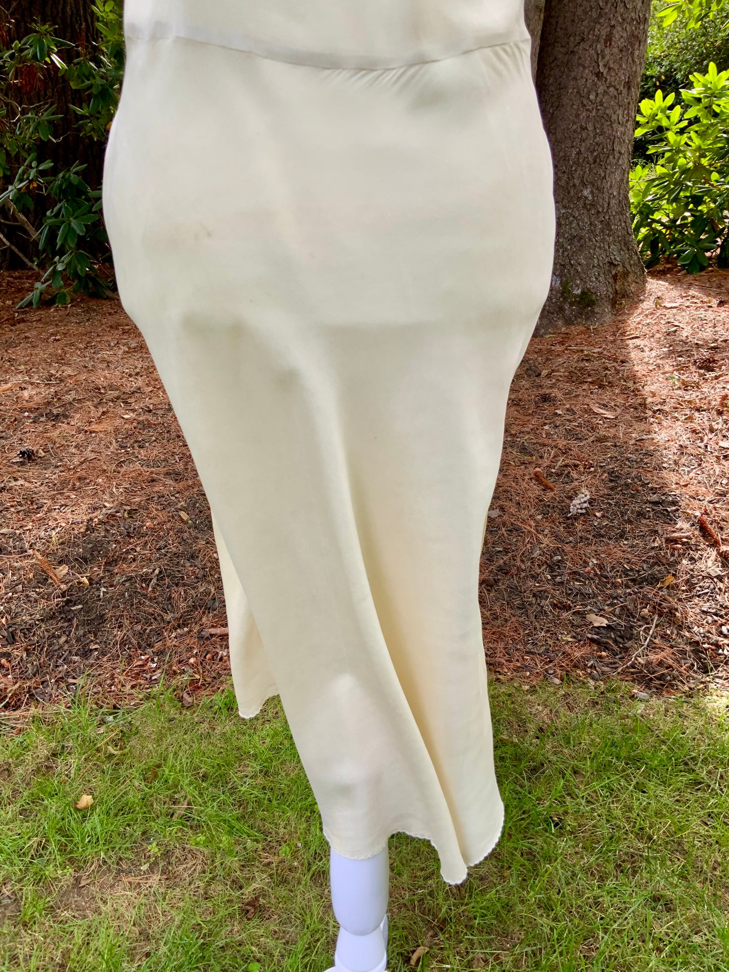 1940s Silk Slip Dress | Vintage Lingerie with Lace Embellishments & Sheer Chiffon Bodice | Old Hollywood Nightgown
 - 40s - 40AM