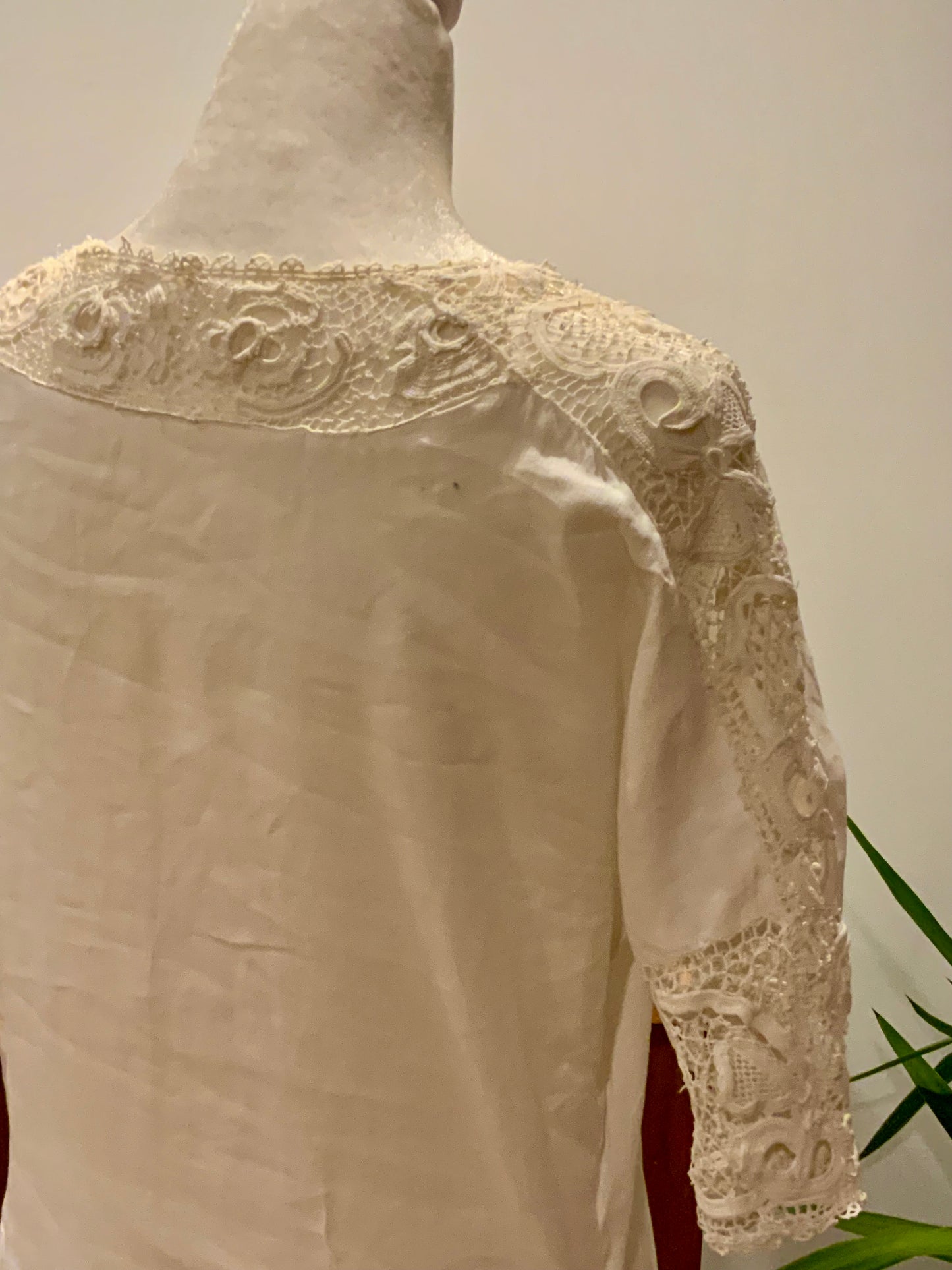 Edwardian Cotton & Lace Tea Dress c.1905–1915 |Antique Lingerie Dress with Battenberg & Crochet Lace-ED32