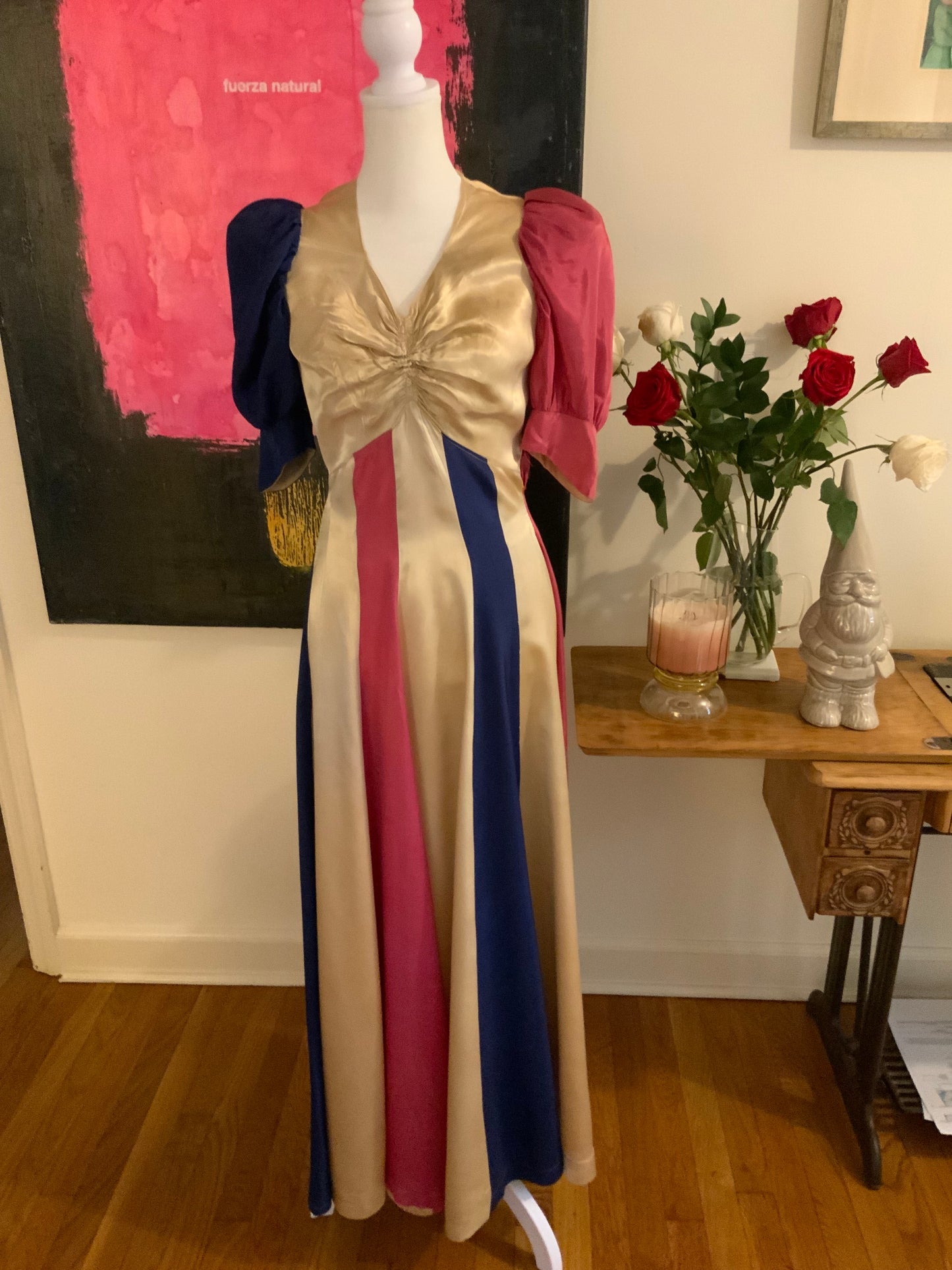RARE Satin Evening Dress - 30s Early 40s - 30AG