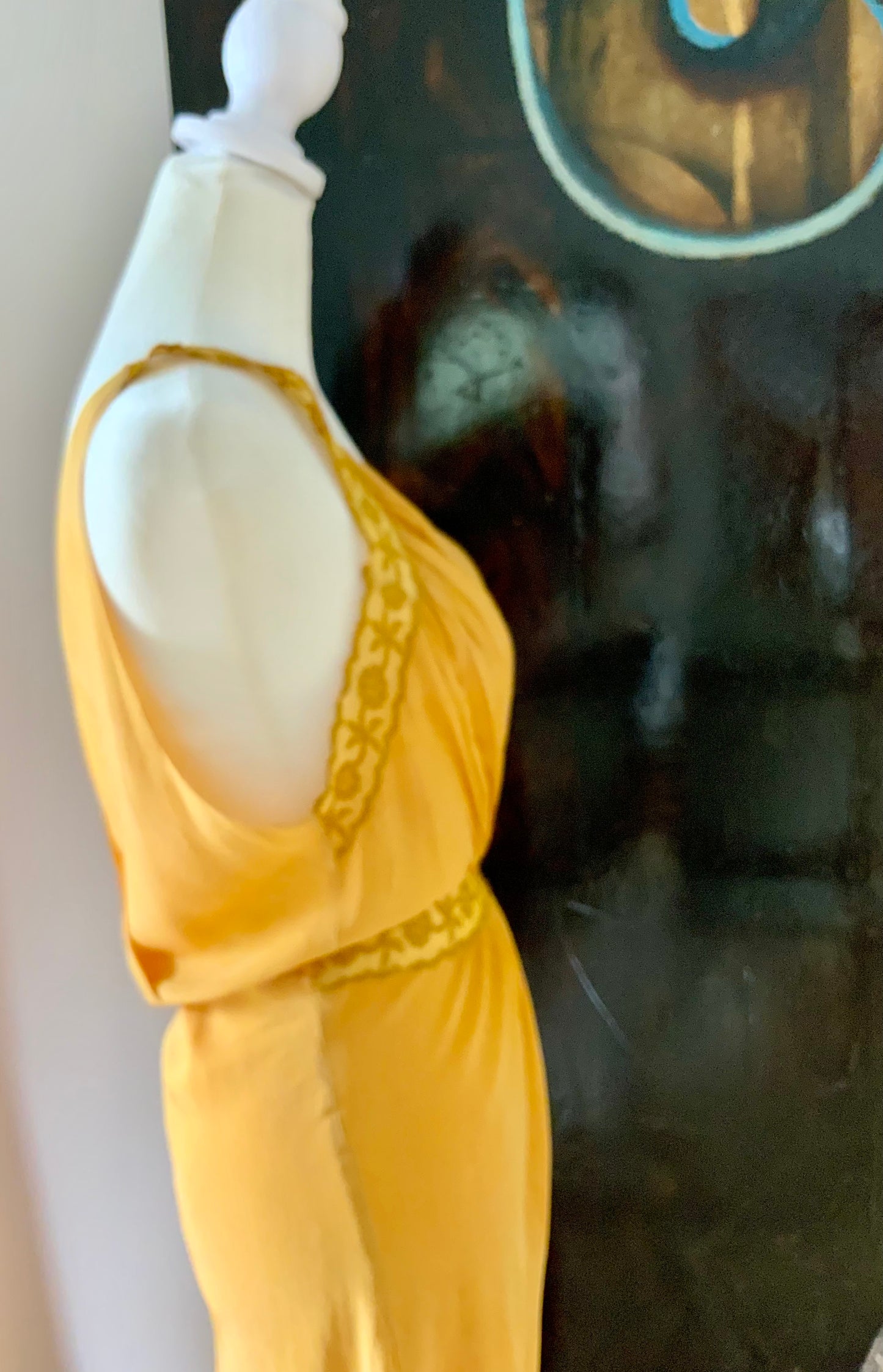 Hand Dyed Yellow Nightgown / Slip Dress - 50s - 50AX