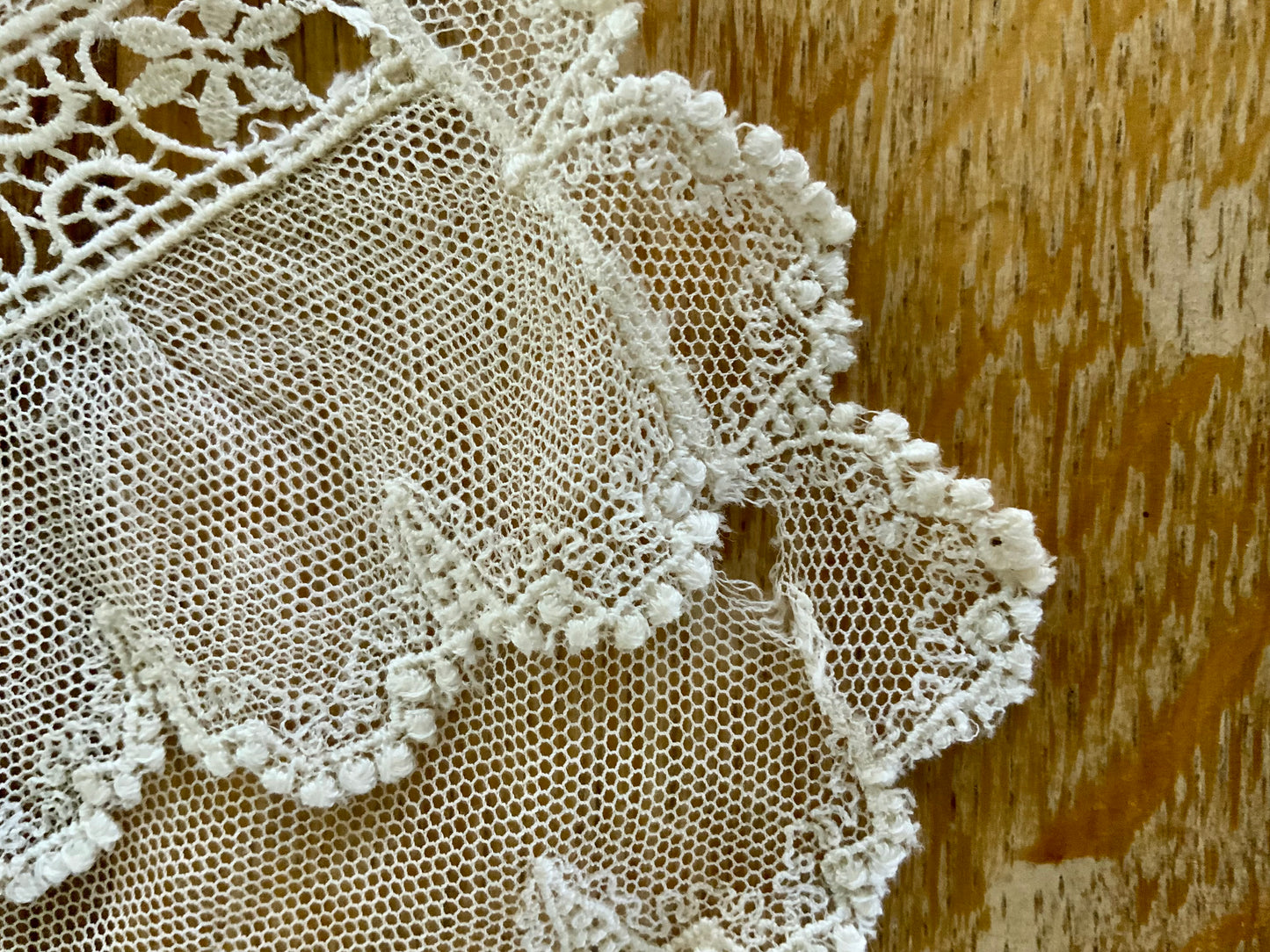 Antique Edwardian Lace Collar | Double Ruffle Net Lace Collar | Romantic Detachable Collar | Sheer Lace Neckpiece