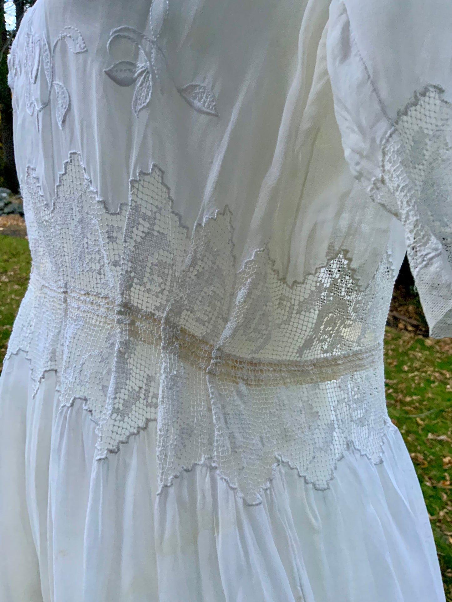 Edwardian Tea Dress in with Handmade Lace & Embroidery | c.1905–1915 - ED30