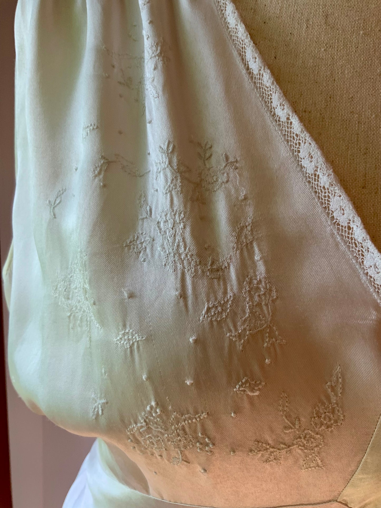 1930s Bridal Nightgown | Embroidered Bias Cut Boudoir Gown | Ivory Wedding Lingerie-30DI