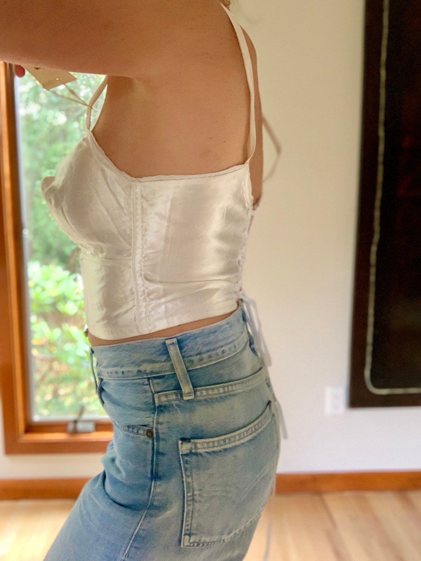 Satin Longline Bra - 50s Bullet Bra - Vintage Bustier - 50s - 50BP