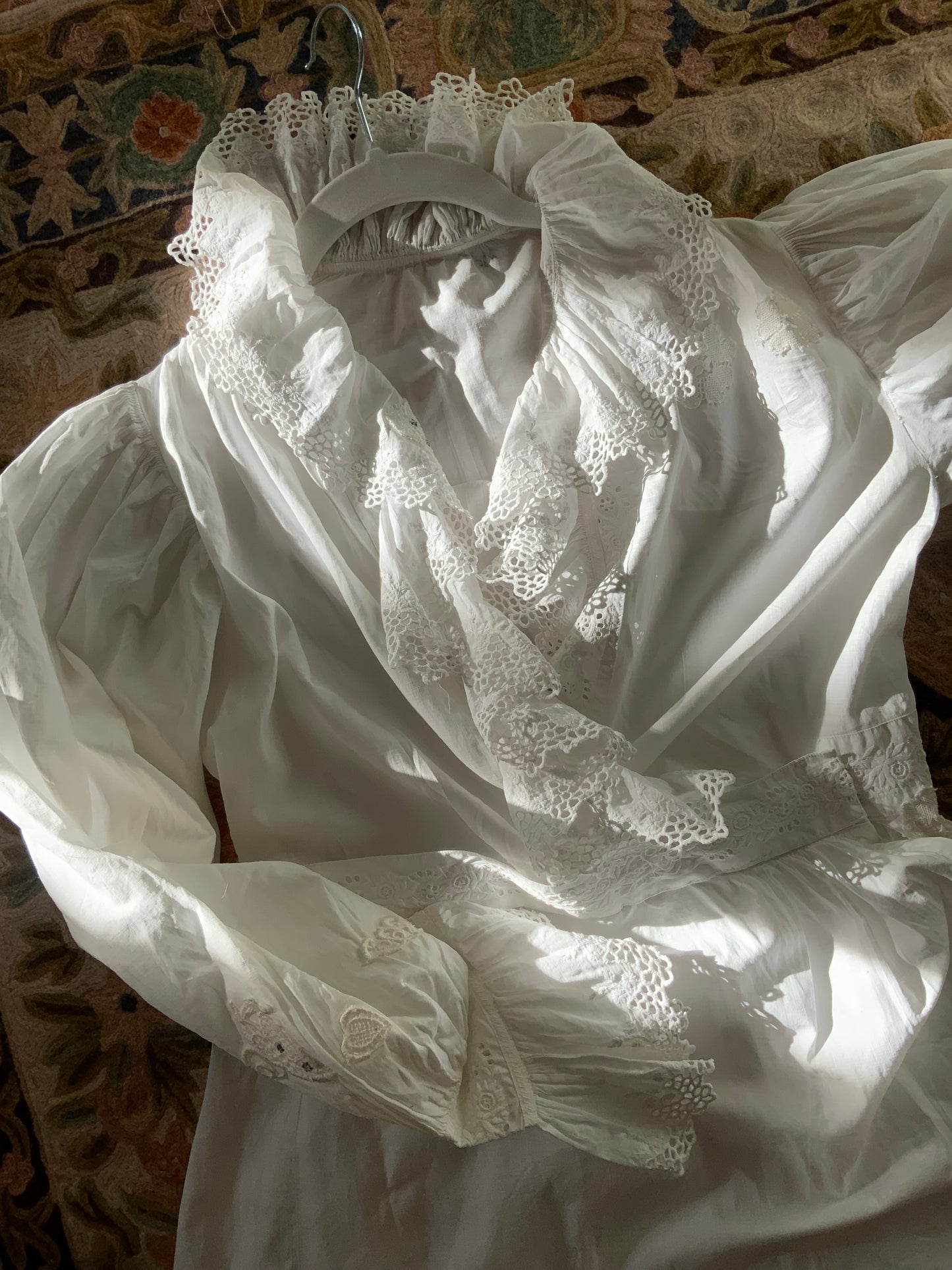 Edwardian White Cotton Lace Dress – Antique Lawn Gown Restored - ED24