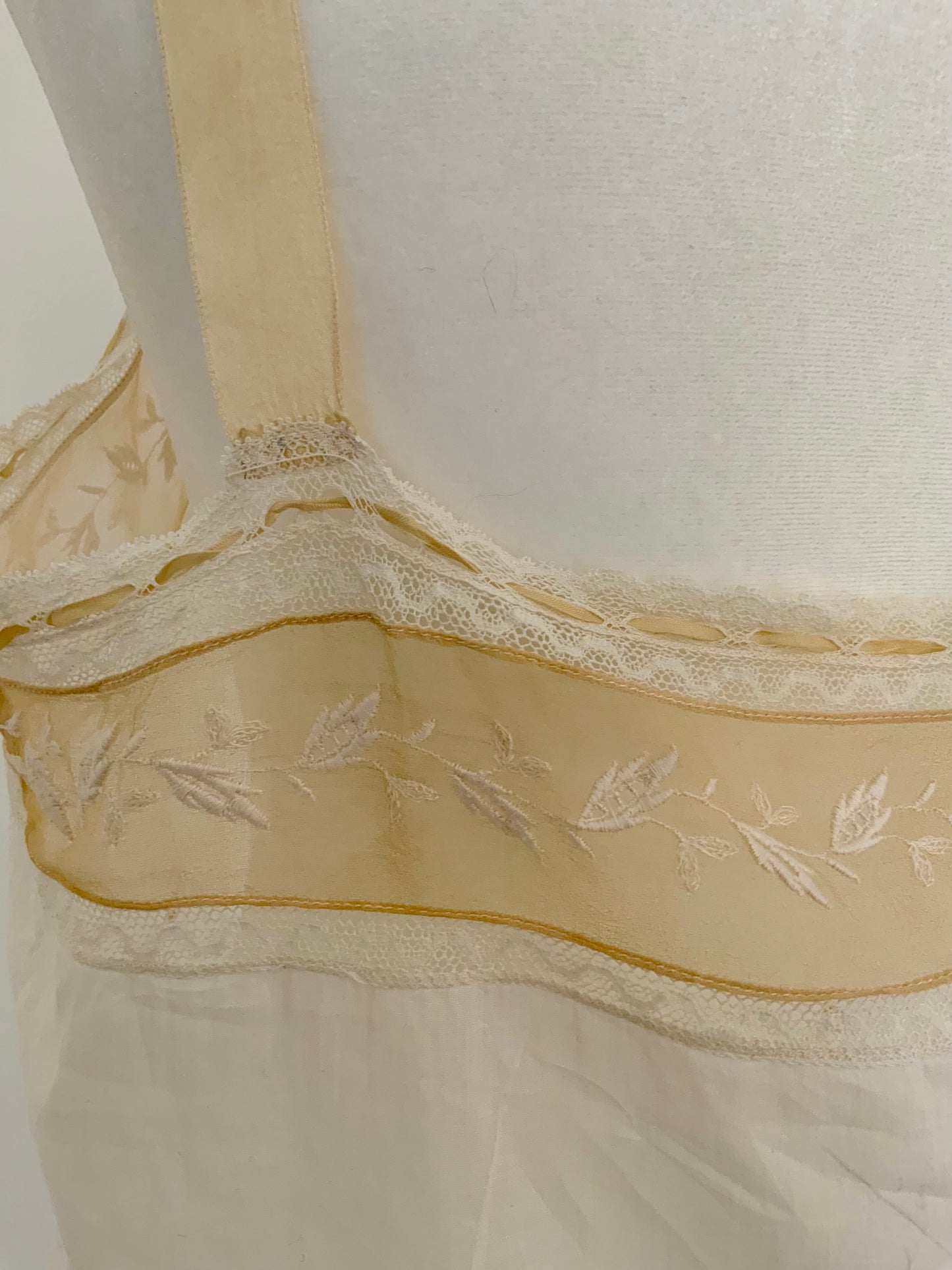 Edwardian Cotton Batiste Teddy | Antique Embroidered Sheer Band Step-In with Lace Appliqué-ED53