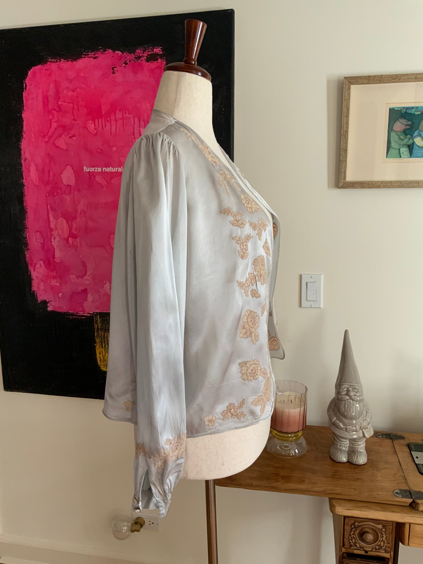 Satin Lace Bed Jacket - 30s