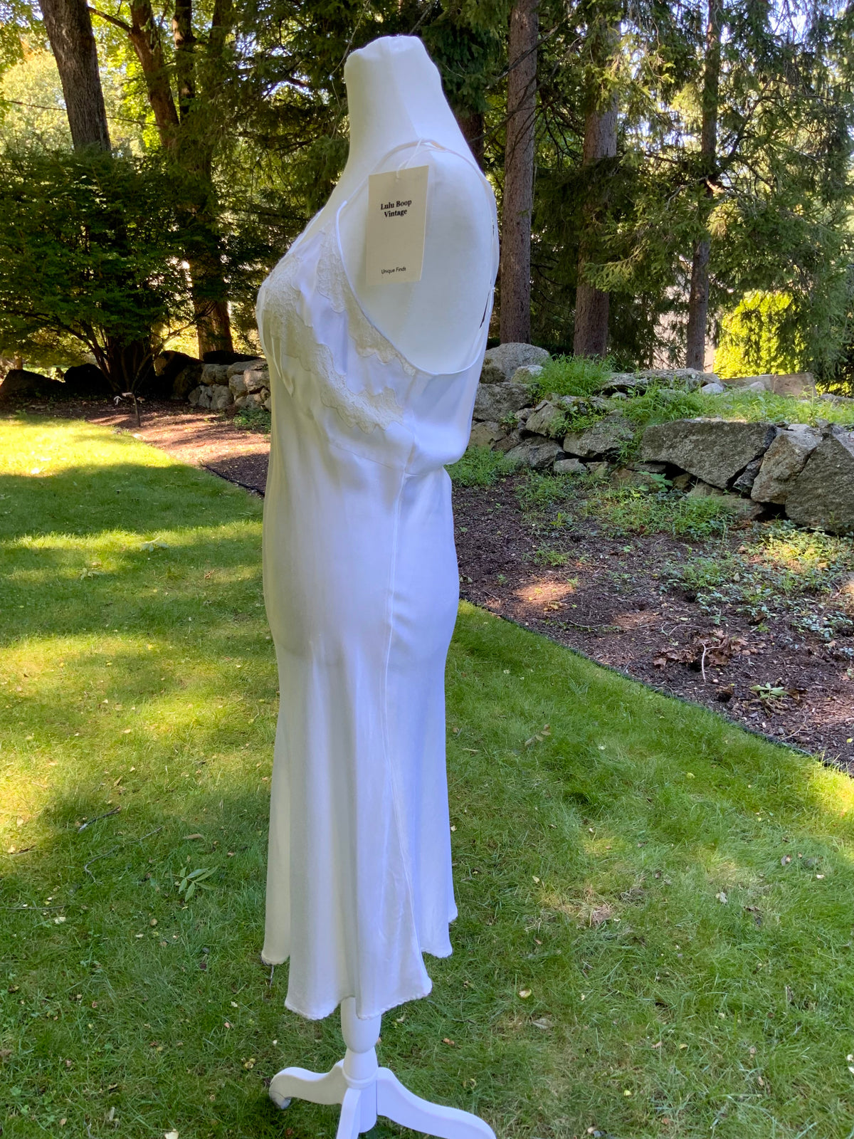 1930s Ivory Satin Bias Cut Slip Dress.40BY