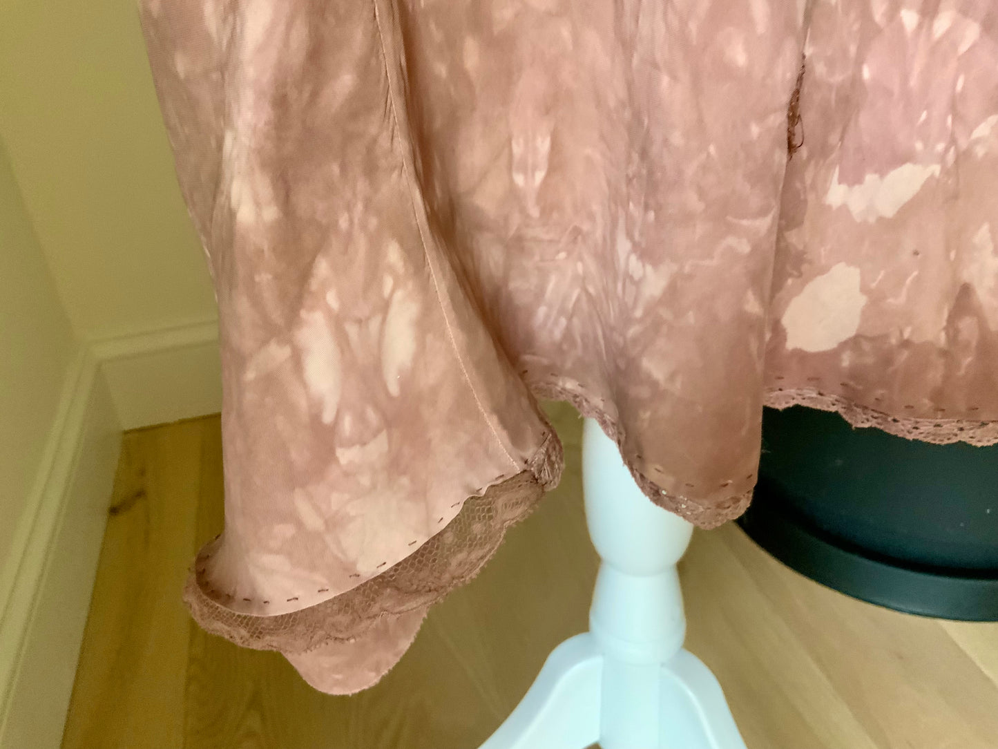 1930s Hand Dyed Silk Dress | Artistically Restored Vintage Lace Appliqué Dress-30DE