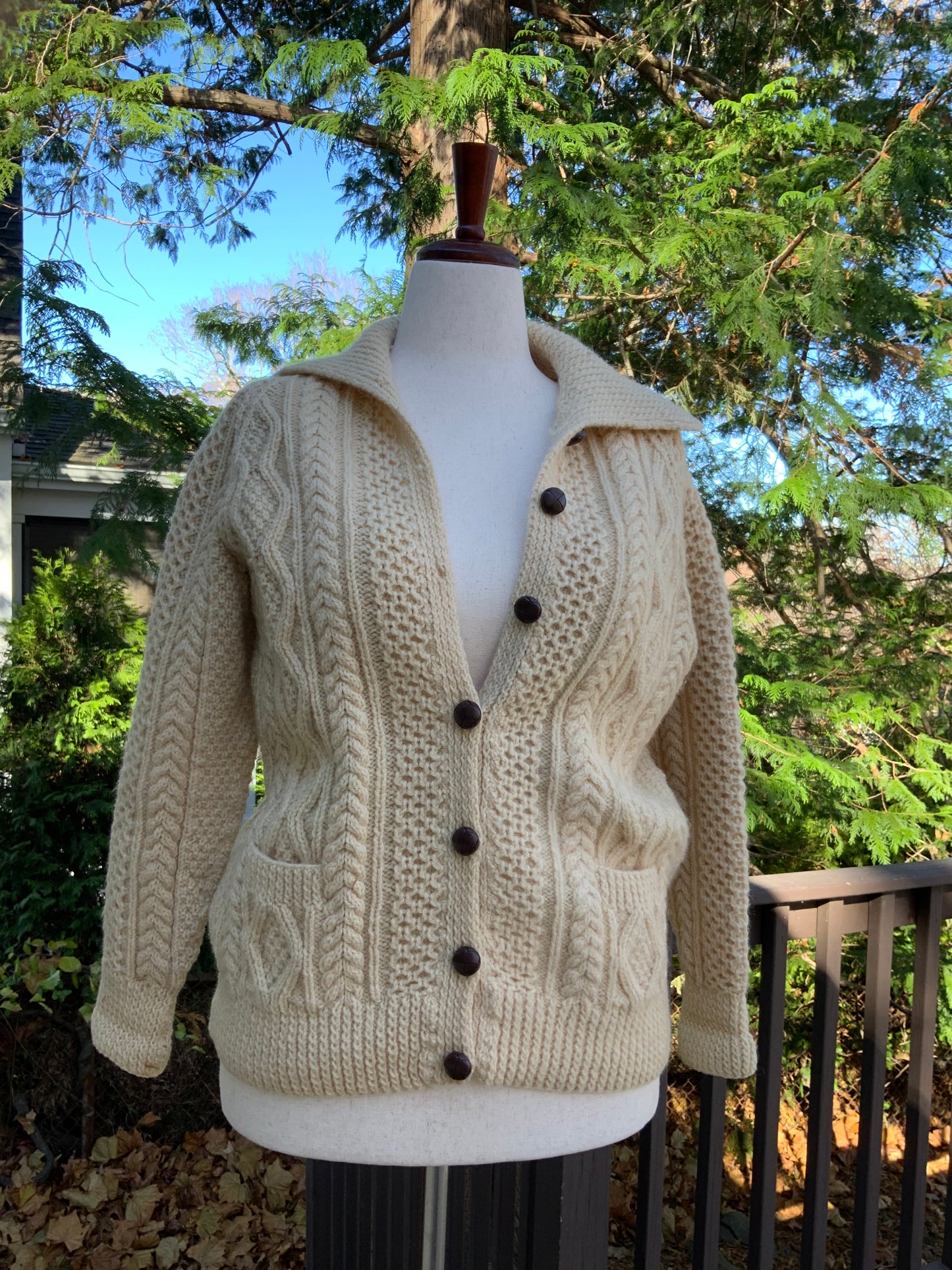 Chunky Knit Pure Irish Wool Cardigan -70s