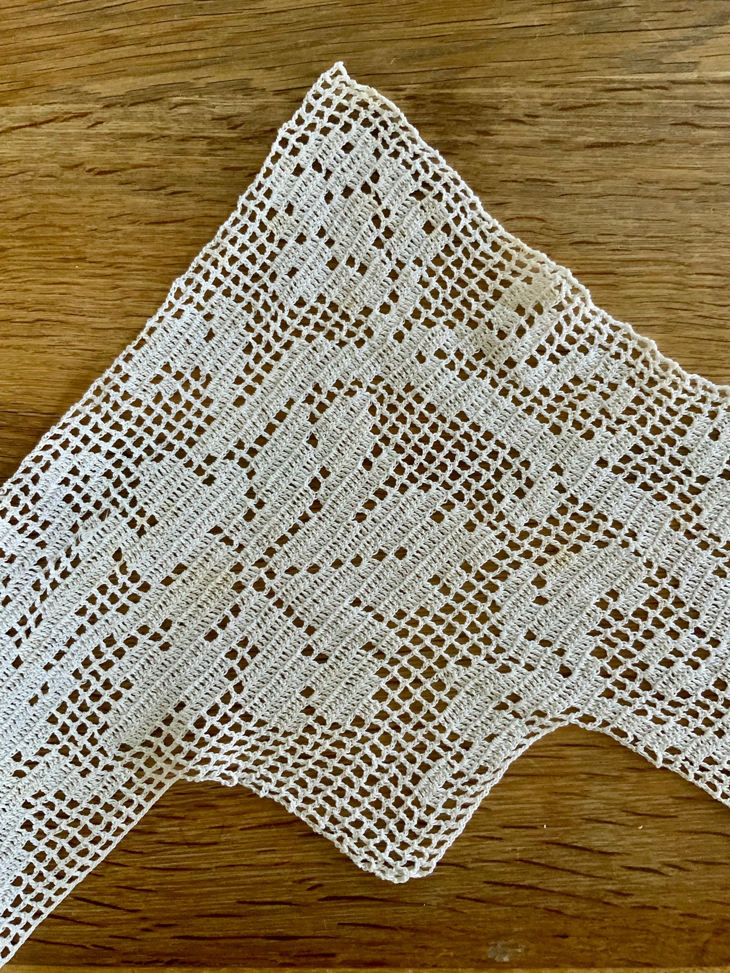 Antique Edwardian Filet Crochet Collar Bib | Handmade Cotton Lace Collar | 1900s Statement Detachable Collar