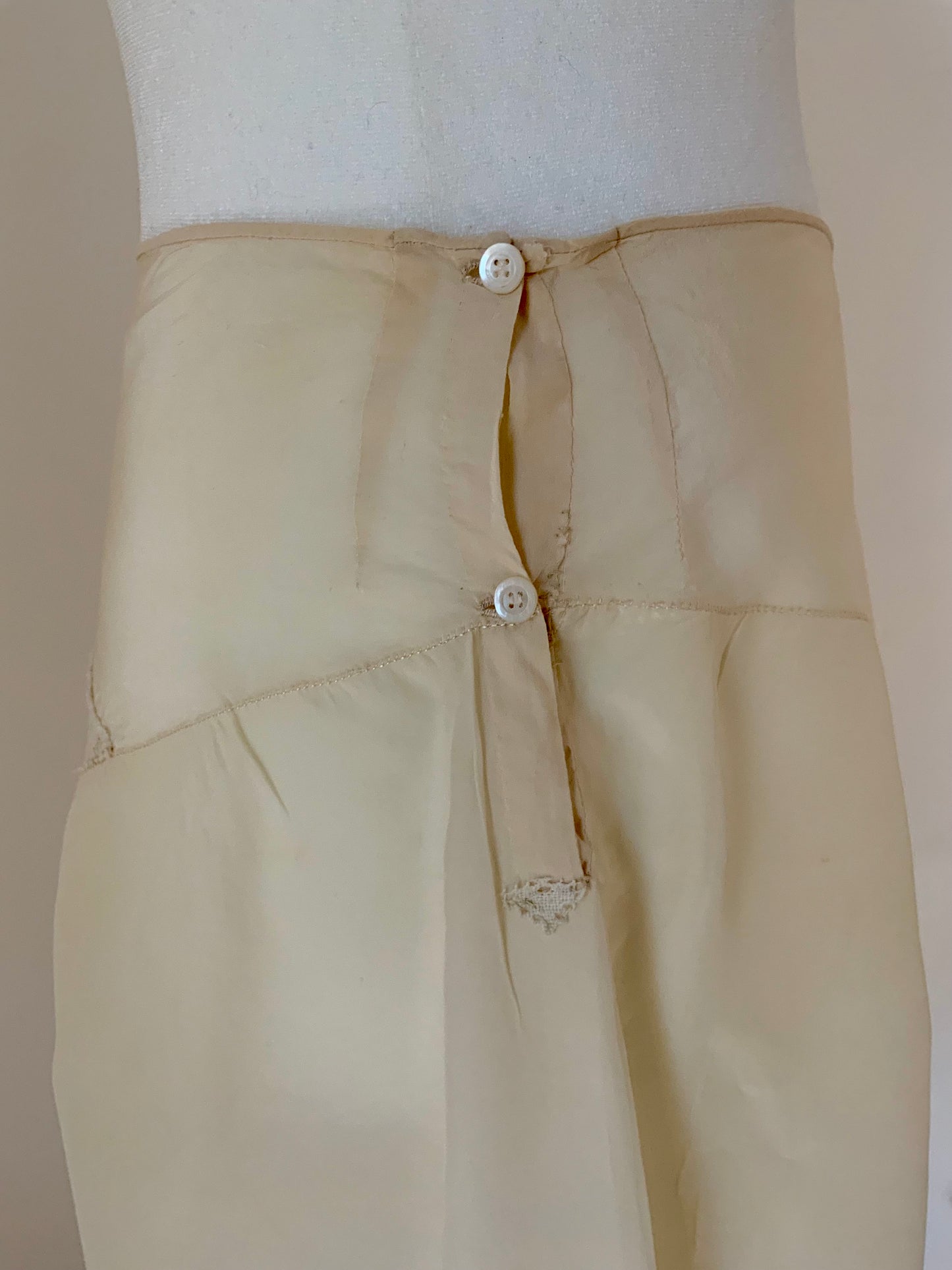 Antique 1920s Ivory Silk Tap Pants | Hand Dyed | Lace Appliqué Restoration | French Boudoir Lingerie-20AN