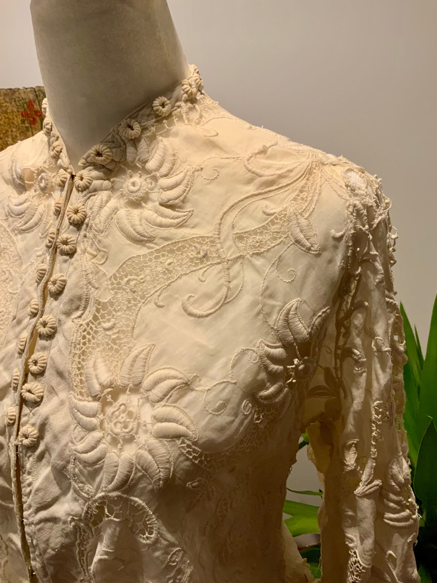 Edwardian Irish Lace & Embroidered Cotton Jacket – 1900s - ED26