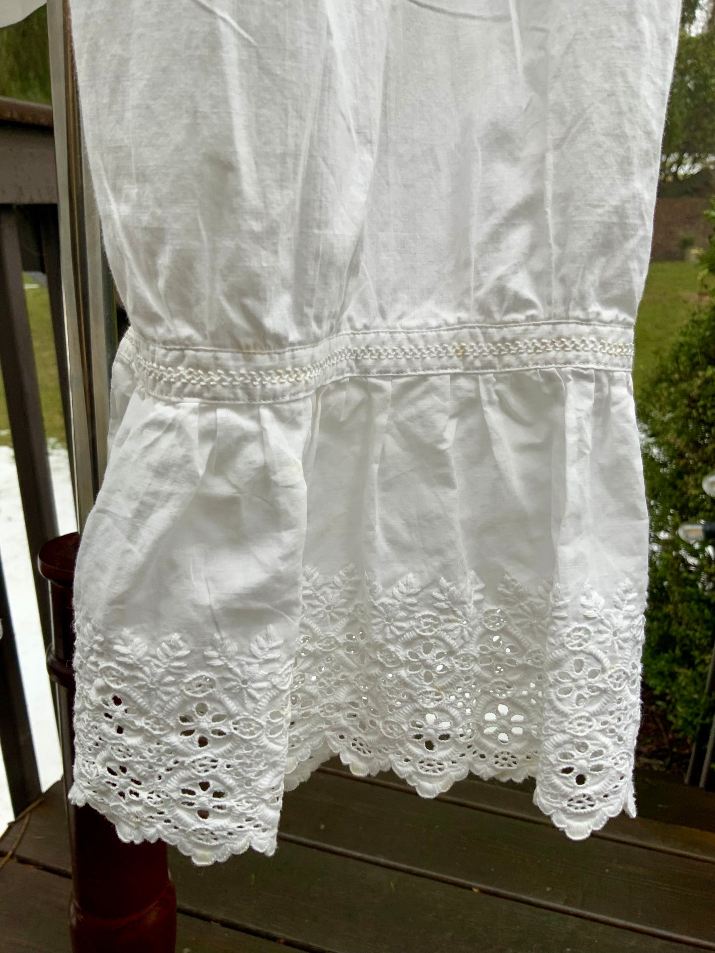 Edwardian White Cotton Bloomers with Broderie Anglaise Lace Hem – Antique Open Drawers Lingerie c.1905–1915-ED67