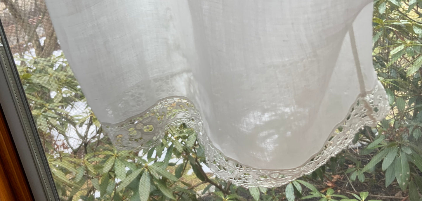 Antique Edwardian Split Bloomers with Hand Embroidered Birds & Monogram – Lace Trim Cotton Batiste Drawers c.1905–1915