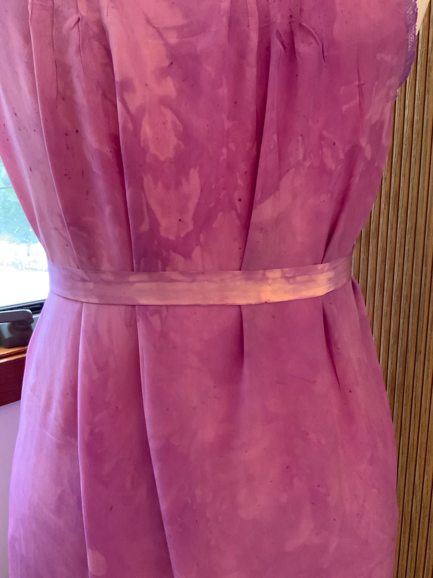 Hand Dyed Silk 1920s–30s Gown | Lavender Lace Pintuck Maxi Dress | Antique Silk Day Dress with Original Belt- 20AD