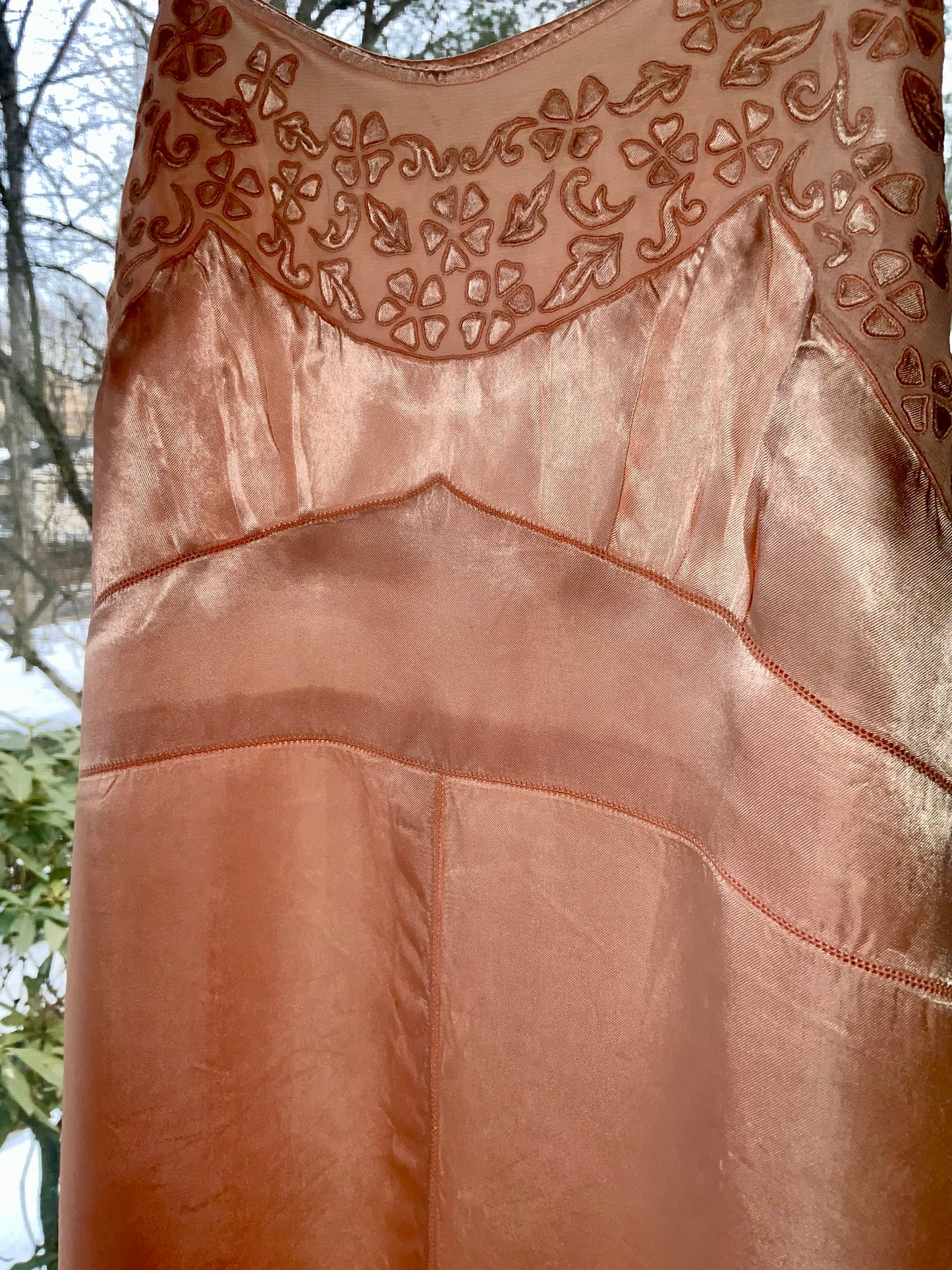 Vintage Peach Silk Satin Slip Dress - 1990s Lingerie Dress-90G
