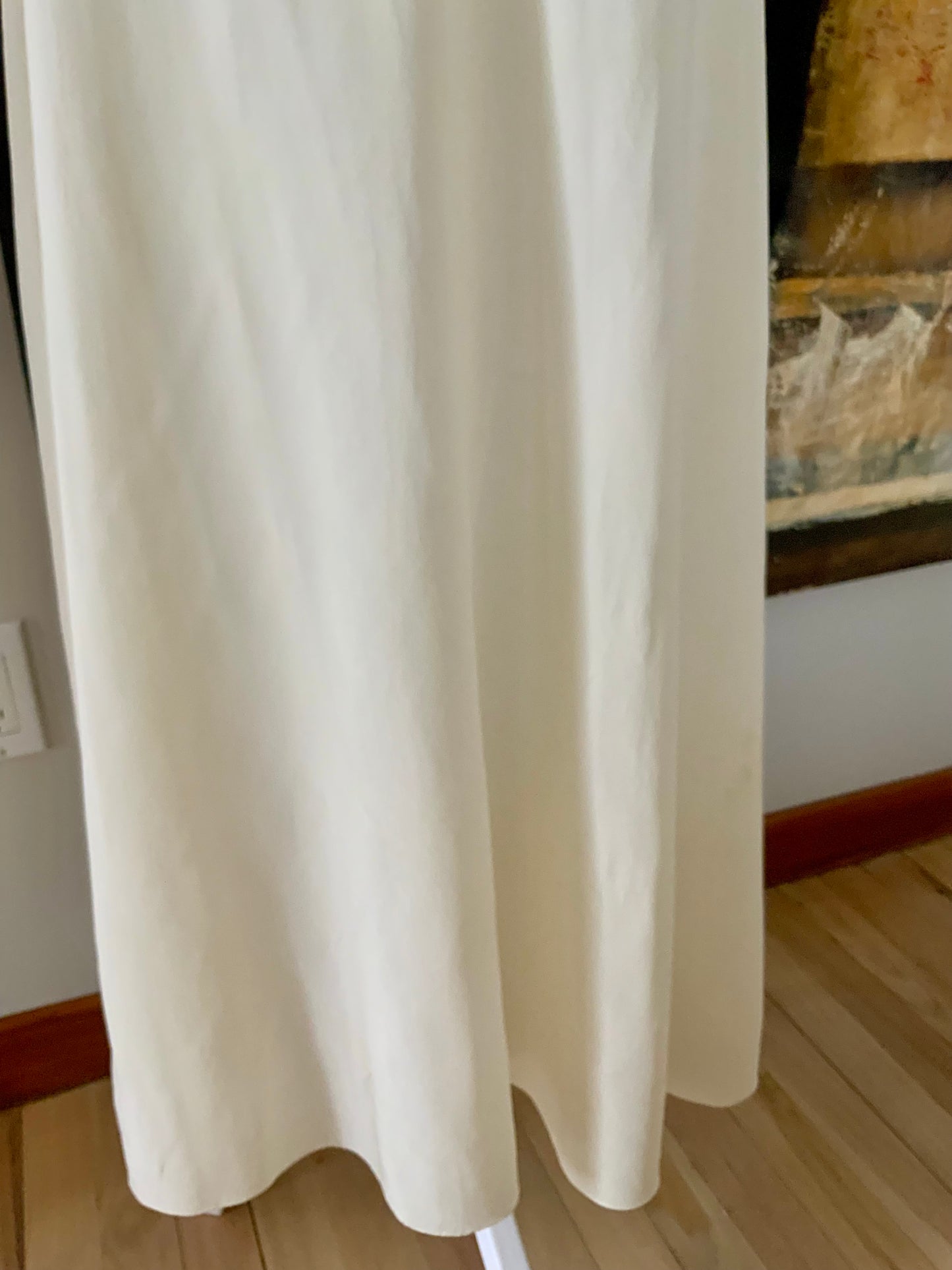 Antique 1930s–40s Pure Silk Nightgown — Ivory Bias Cut Slip Dress with Pintucks & Embroidery-40AT
