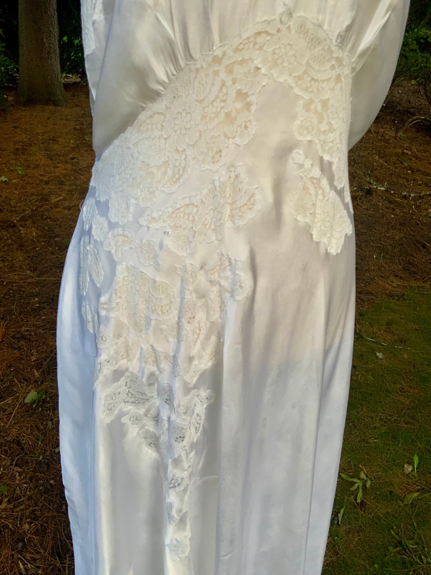 1930s Ivory Satin Lace Slip Dress | Luxury Vintage Bias Cut Nightgown | Old Hollywood Bridal Boudoir Gown | Romantic Wedding Lingerie- Bridal Nightgown
-30xx