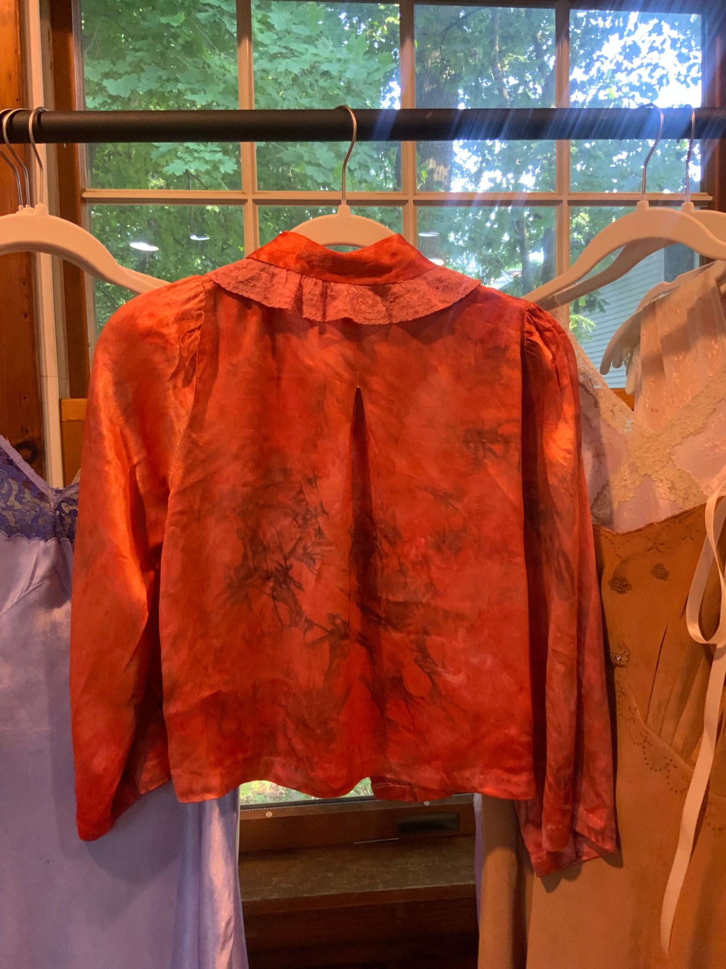 Hand Dyed Satin Dyed Bed Jacket - 50s