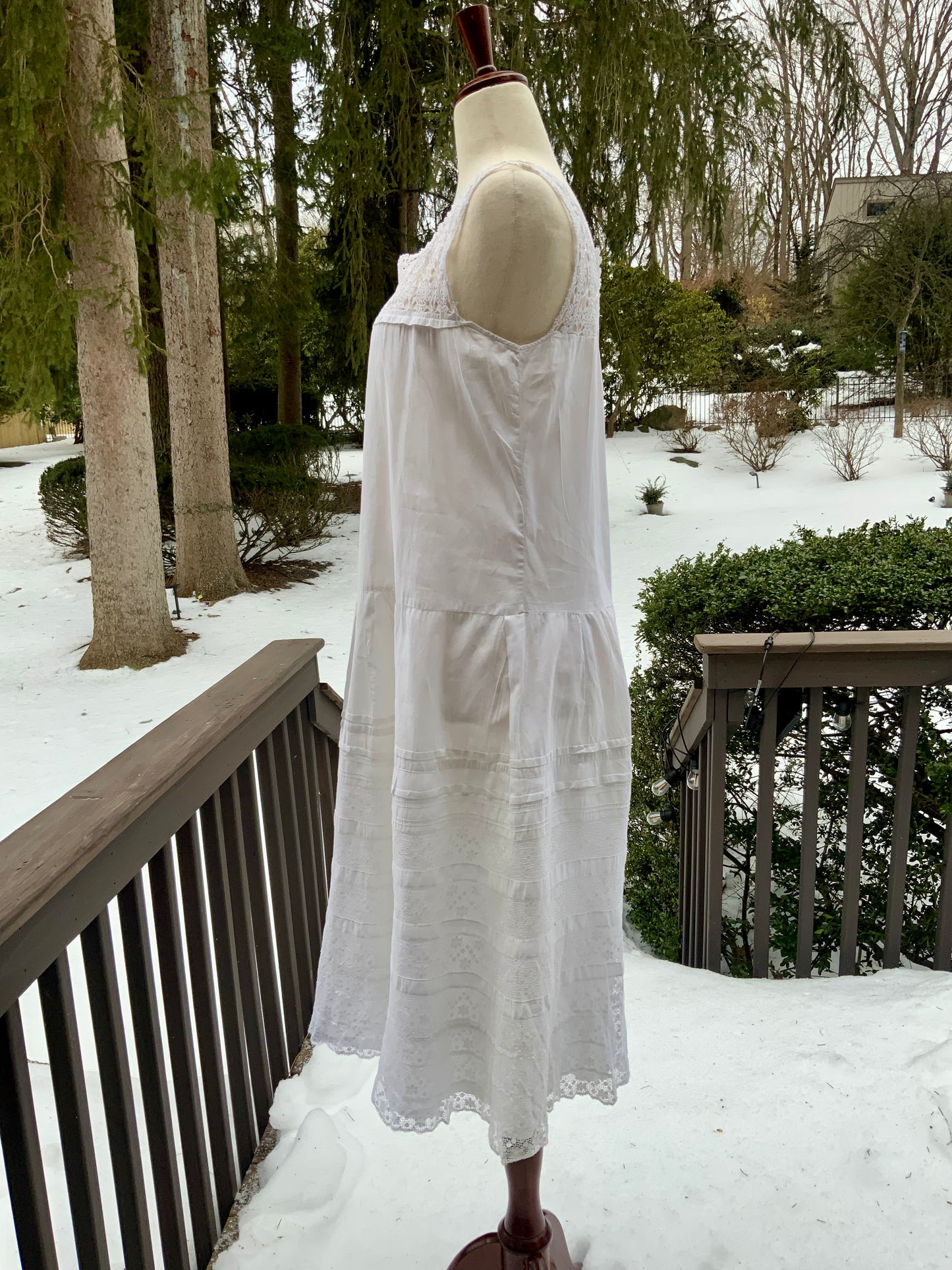 Edwardian White Cotton Lingerie Dress | 1910s Crochet Lace Tea Dress | Antique Summer Bridal Dress-ED55