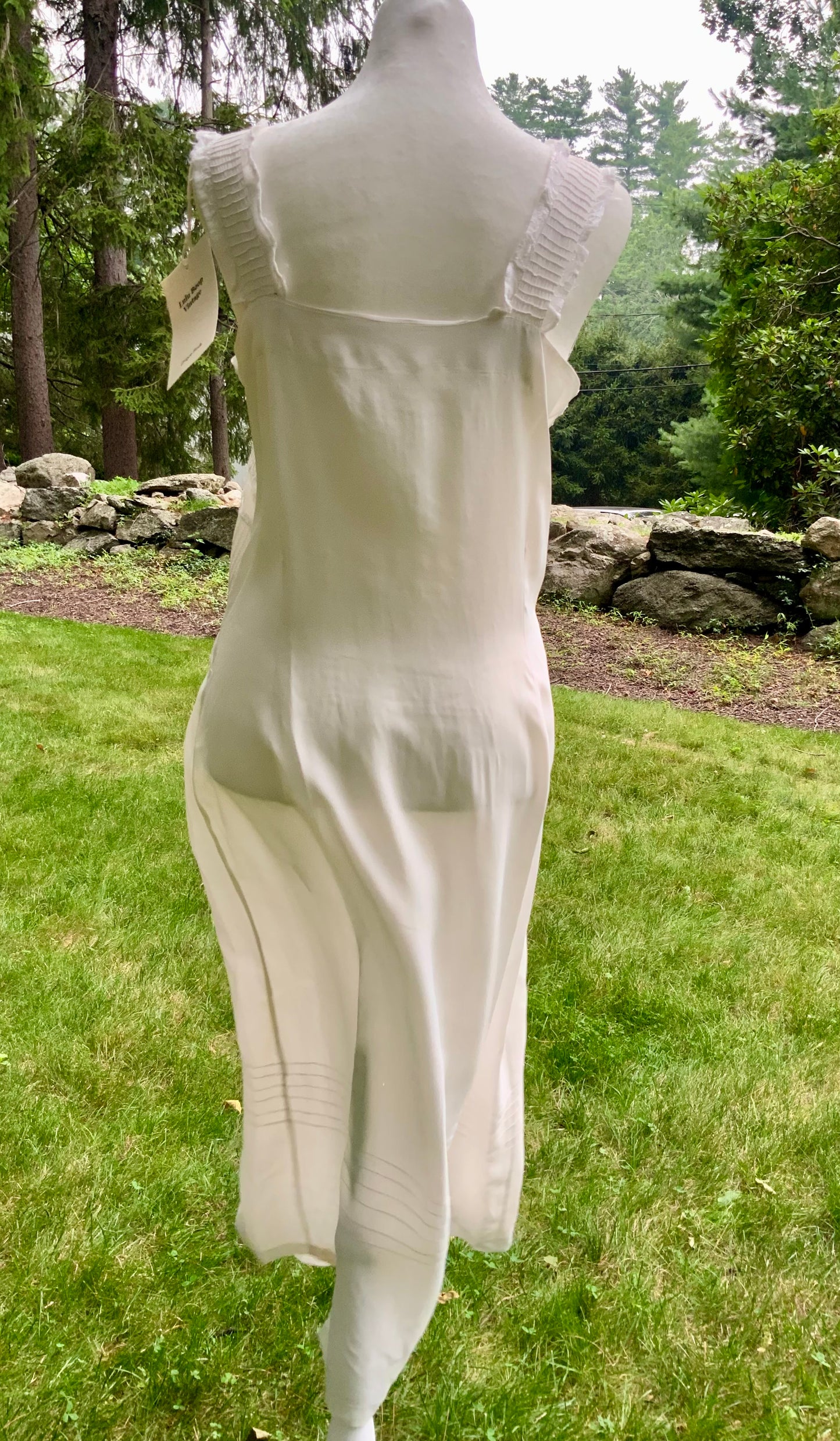 Antique Bridal Boudoir Dress | Late 1920s Silk Slip Dress | Art Deco Pintucks & Embroidered Lace
-40BI