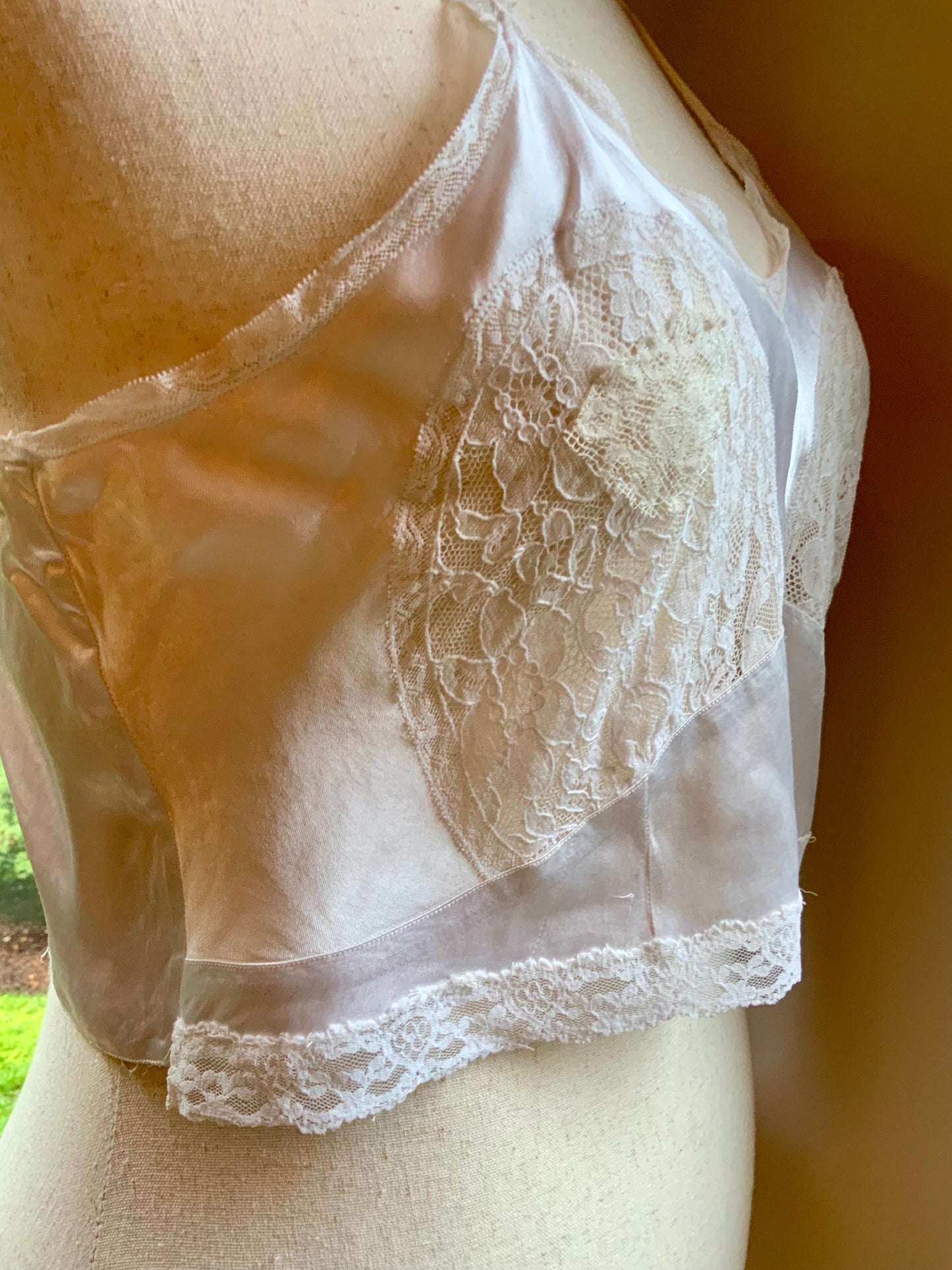 1930s Camisole Top | Reimagined Vintage Slip | Ivory Cropped Lingerie Cami-30DF