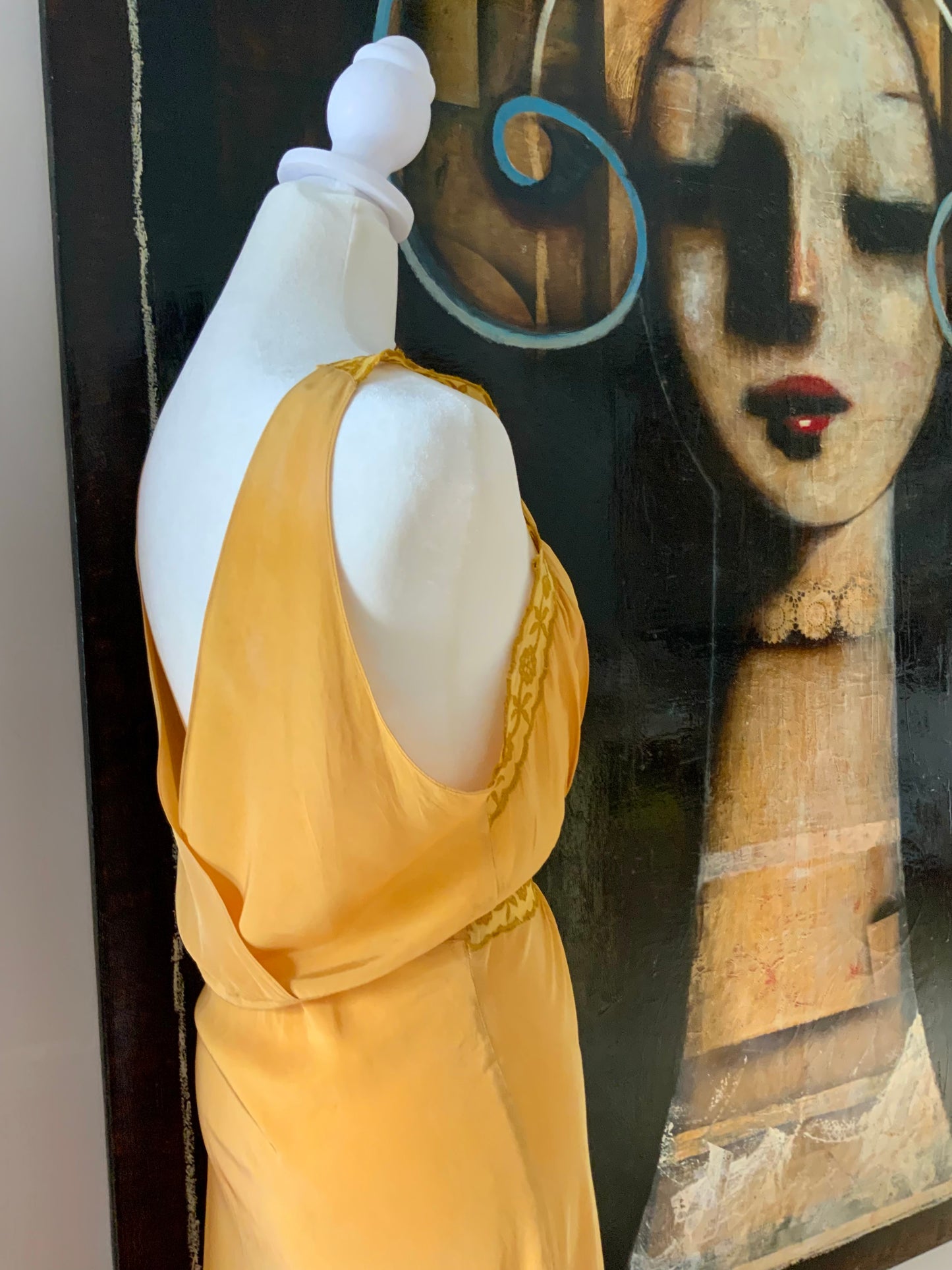 Hand Dyed Yellow Nightgown / Slip Dress - 50s - 50AX