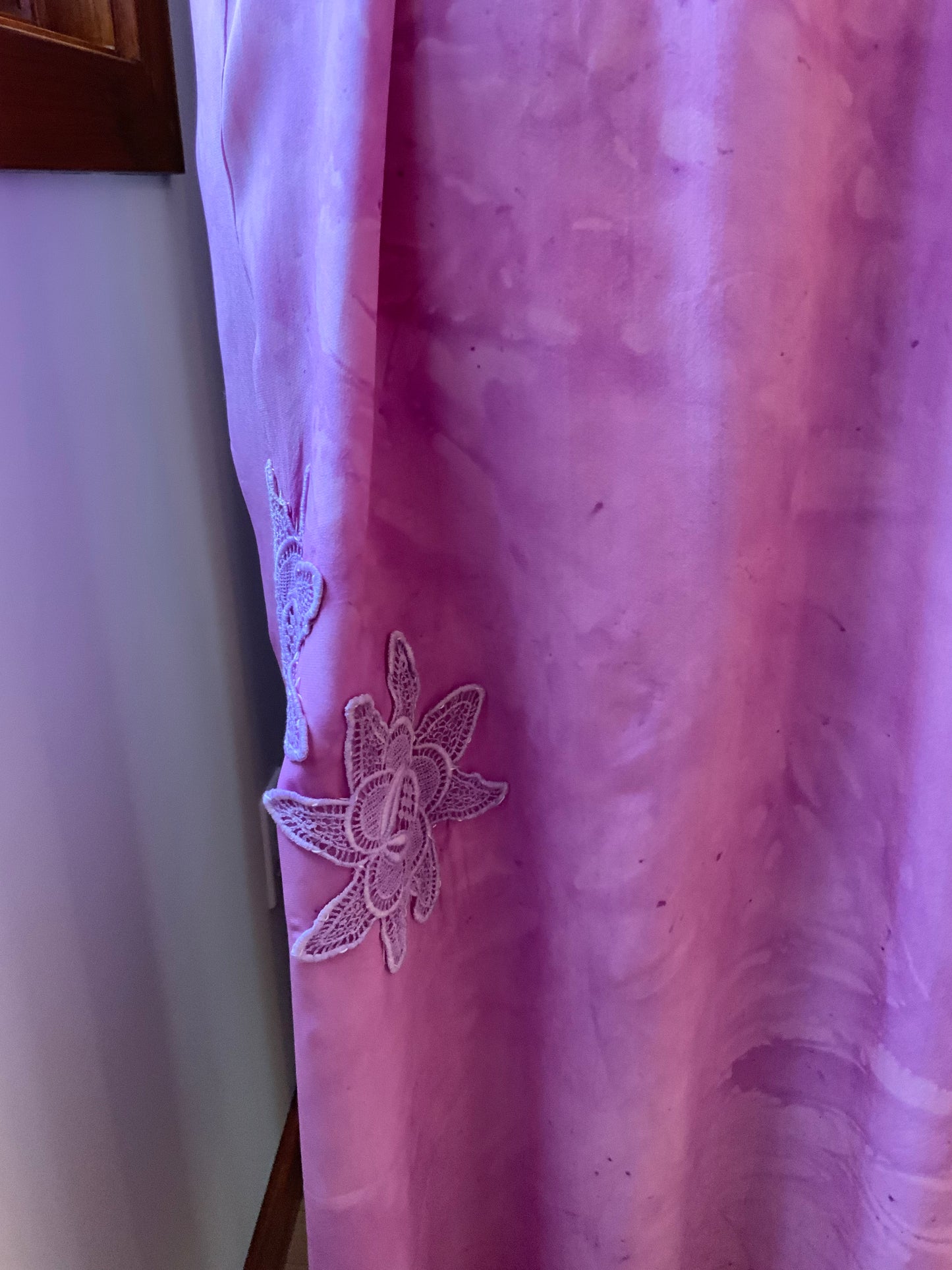 Hand Dyed Silk 1920s–30s Gown | Lavender Lace Pintuck Maxi Dress | Antique Silk Day Dress with Original Belt- 20AD