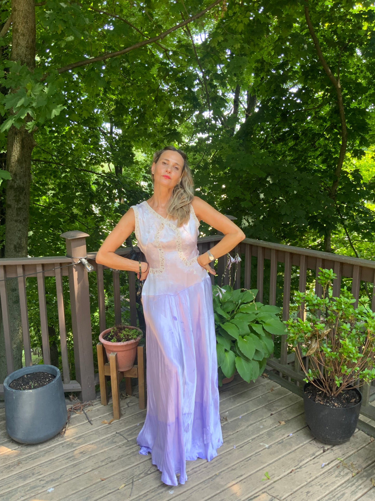 Hand Dyed Satin Nightgown- 50s