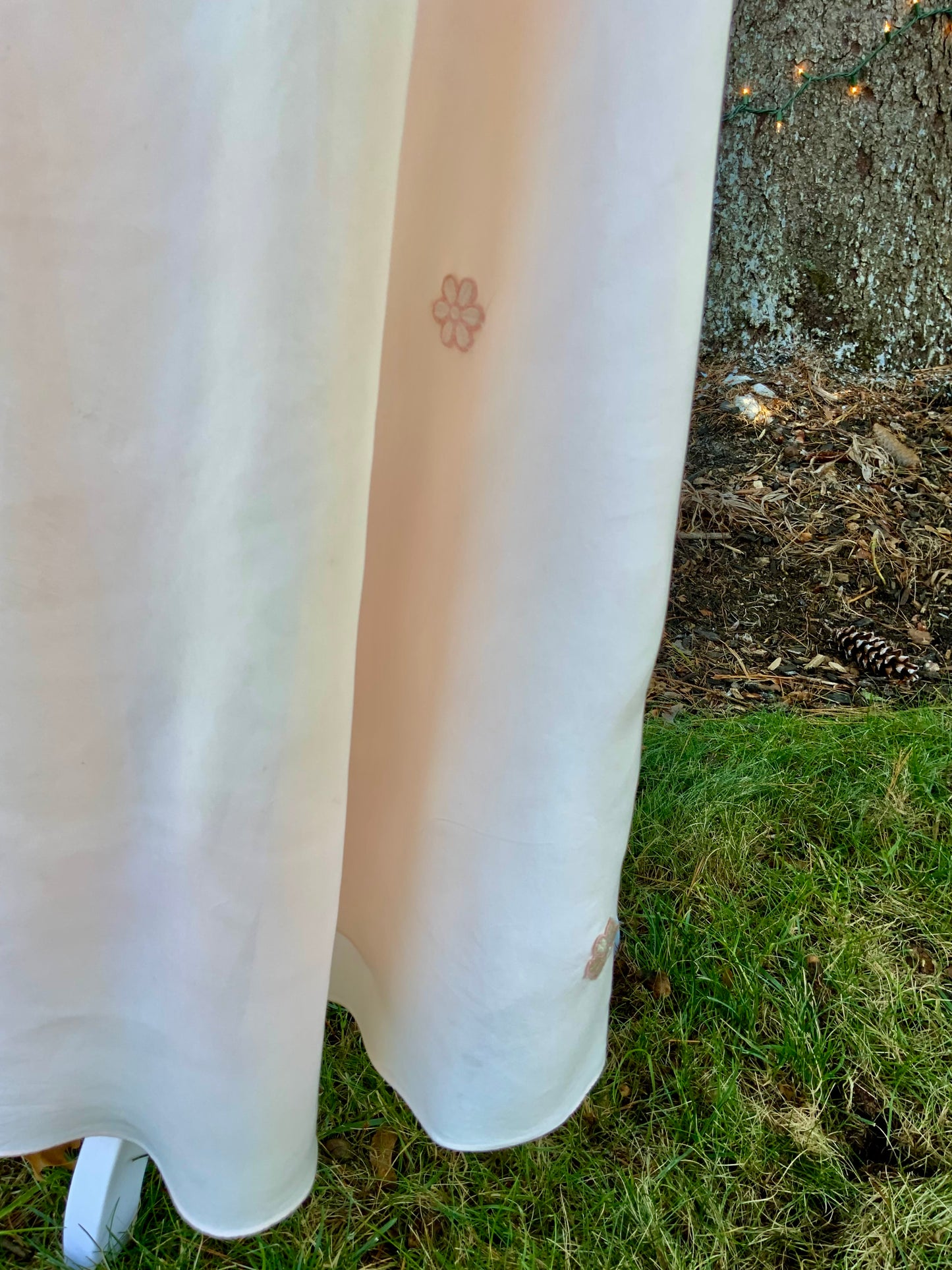 1930s Blush Rayon Nightgown – Art Deco Plissé, Embroidery & Lace - 30AY