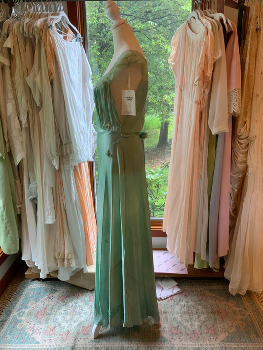 Hand Dyed Green Nightgown Satin - 50s -50G