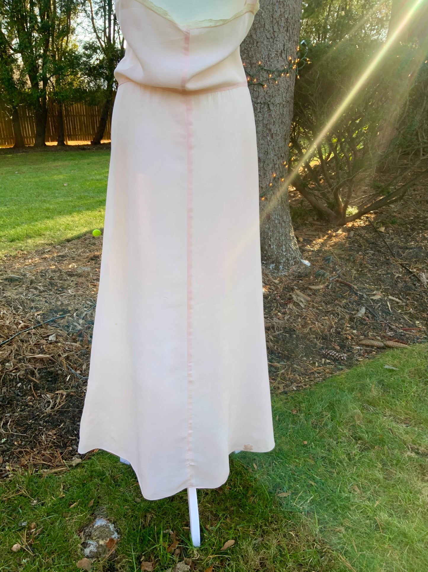 1930s Blush Rayon Nightgown – Art Deco Plissé, Embroidery & Lace - 30AY