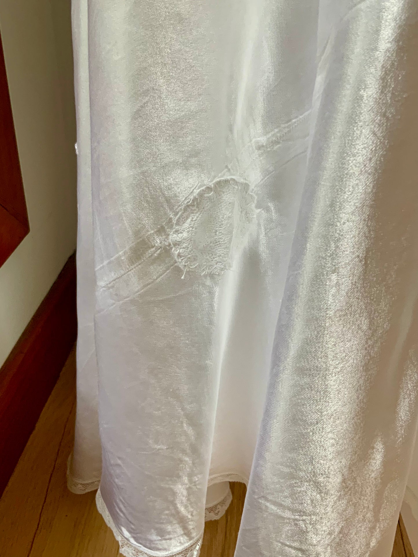 1930s Ivory Satin Bridal Lounge Set | Bias Cut Skirt & Lace Blouson Top | Romantic Two-Piece Ensemble