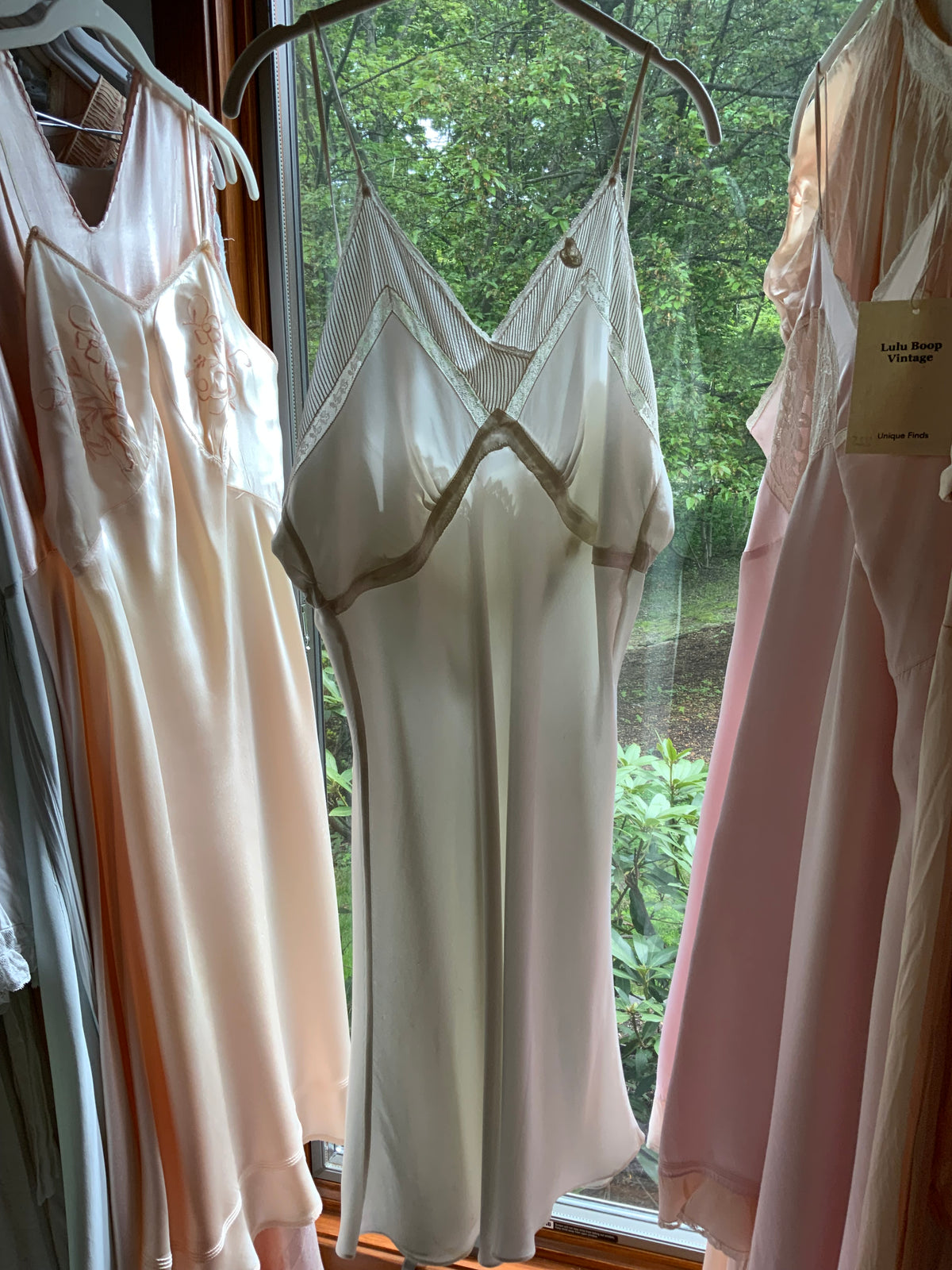 1930s White Satin Slip Dress Bias Cut Bridal Lingerie with Lace and Pleated Bust.40BU