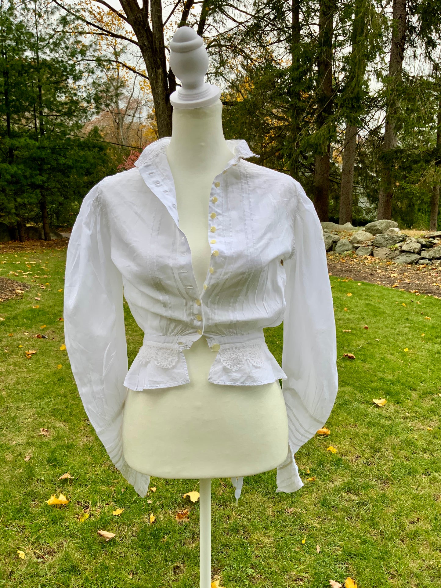 Edwardian White Cotton & Lace Shirtwaist (1905–1912) |ED34