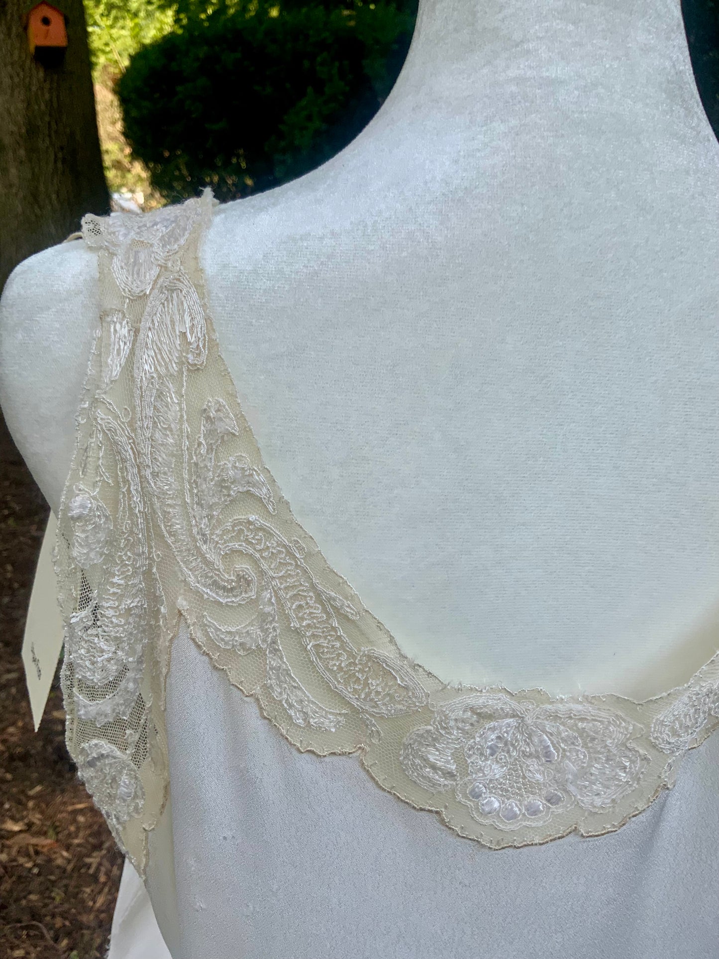 1930s Pure Silk Bridal Slip Dress Lace Bias Cut Wedding Gown Lingerie S/M-30BX