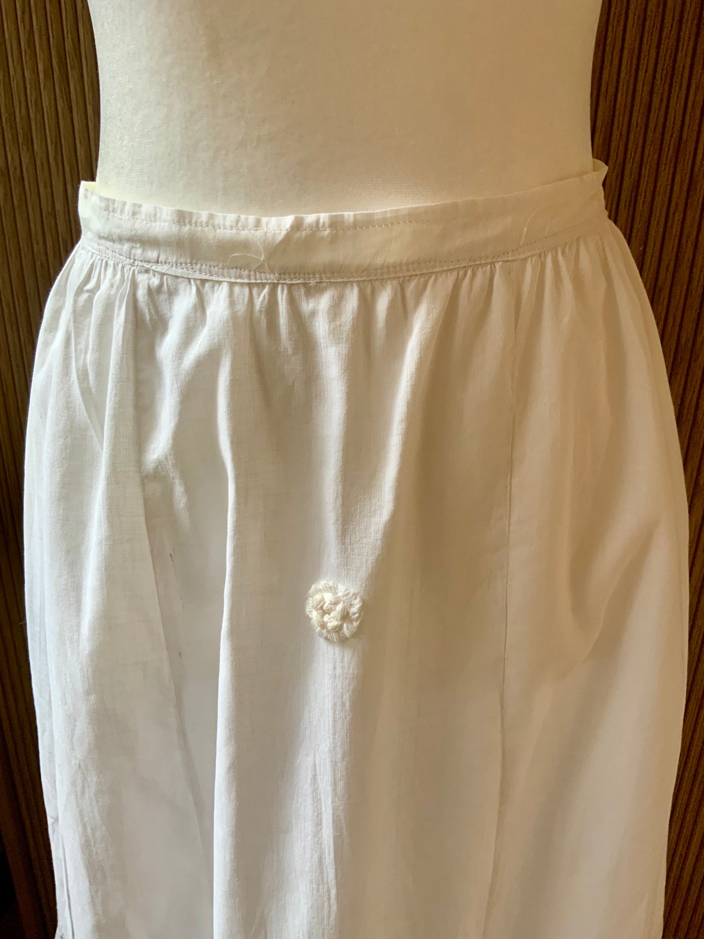 Edwardian White Cotton Petticoat Skirt with Lace Trim | Antique 1910s Tiered Underskirt | Hand Restored-ED76