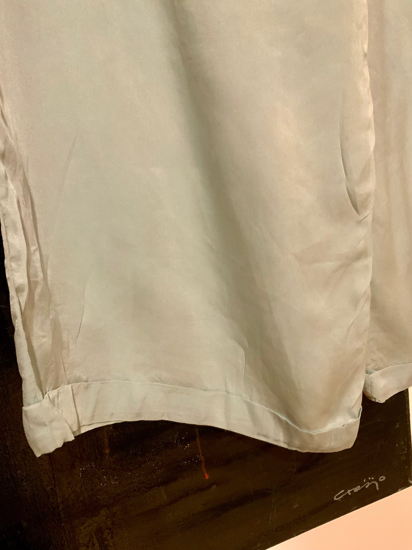 1930s Silk Pajama Pants – Pale Jade Vintage Lounge Trousers - 30AX