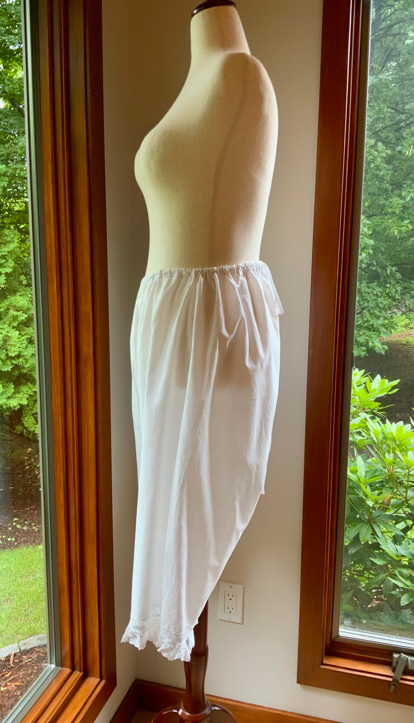 Authentic Edwardian White Cotton Split Drawers | Antique Lace Bloomers | Open Crotch Pantalettes | c.1905–1915-ED86