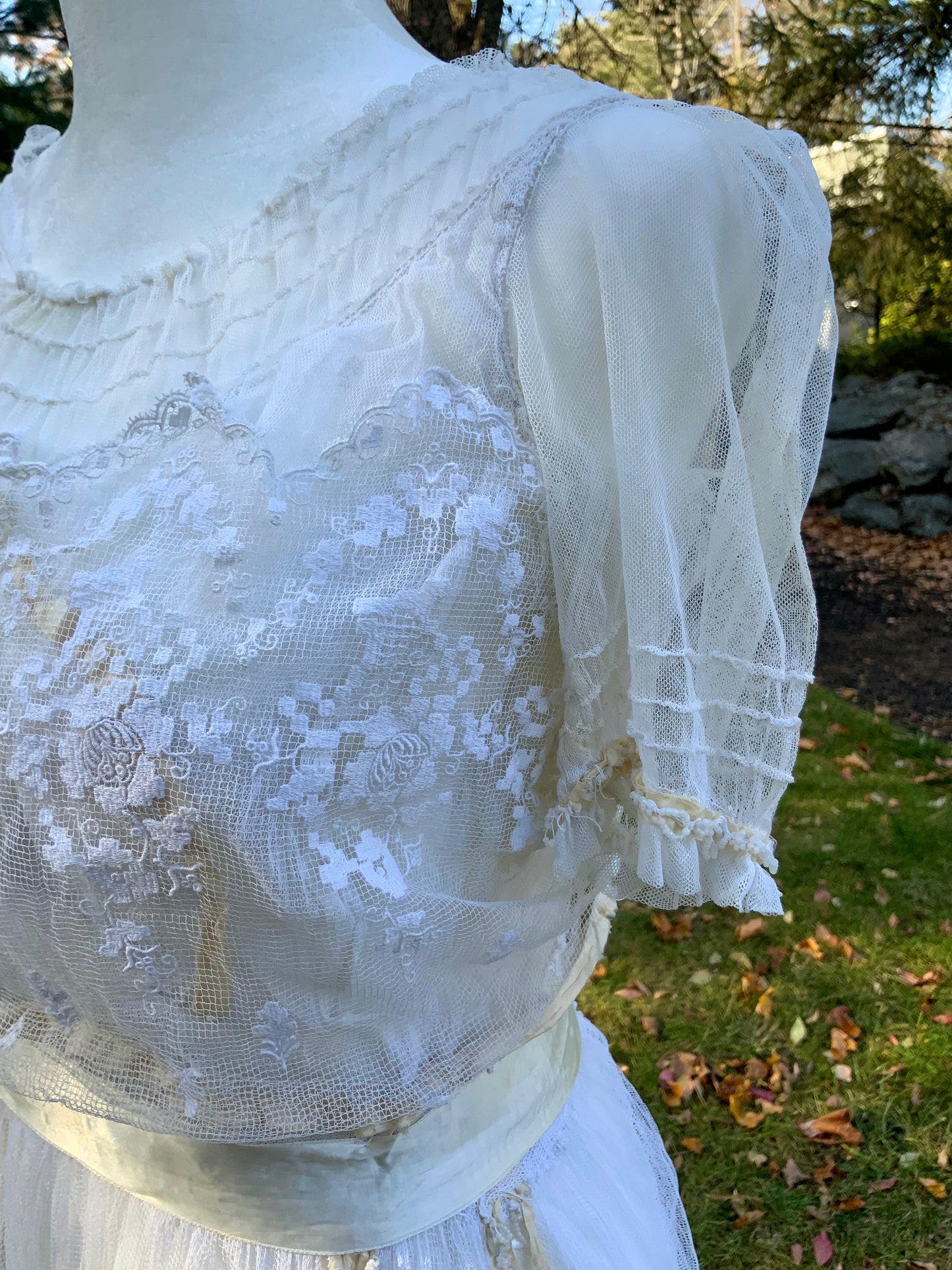 Antique Tulle Dress -Filet Lace – Early 1900s – ED40