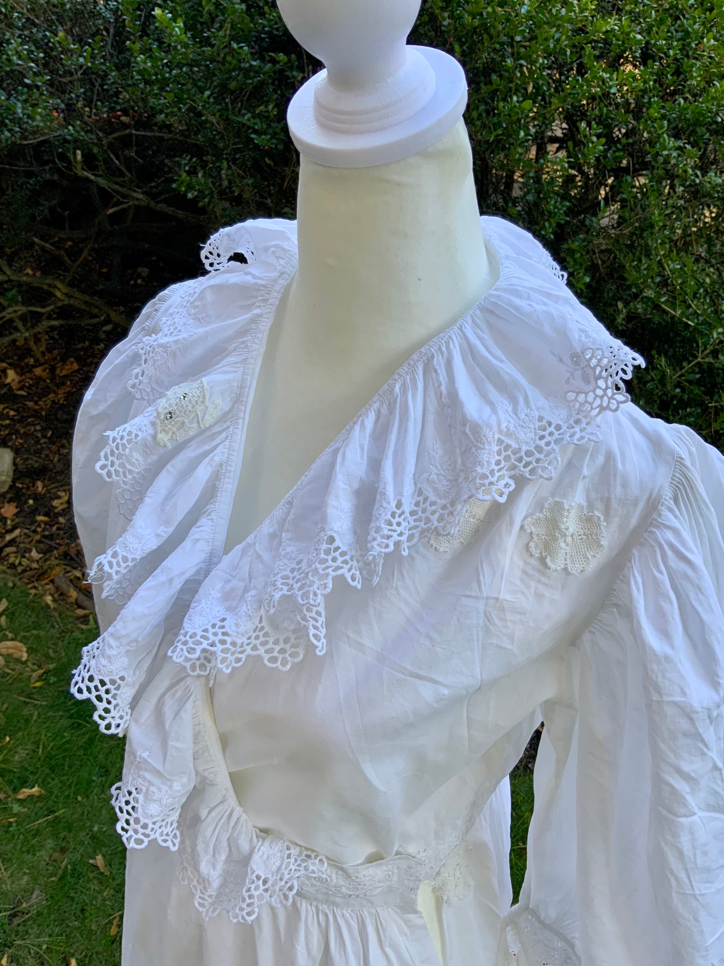 Edwardian White Cotton Lace Dress – Antique Lawn Gown Restored - ED24