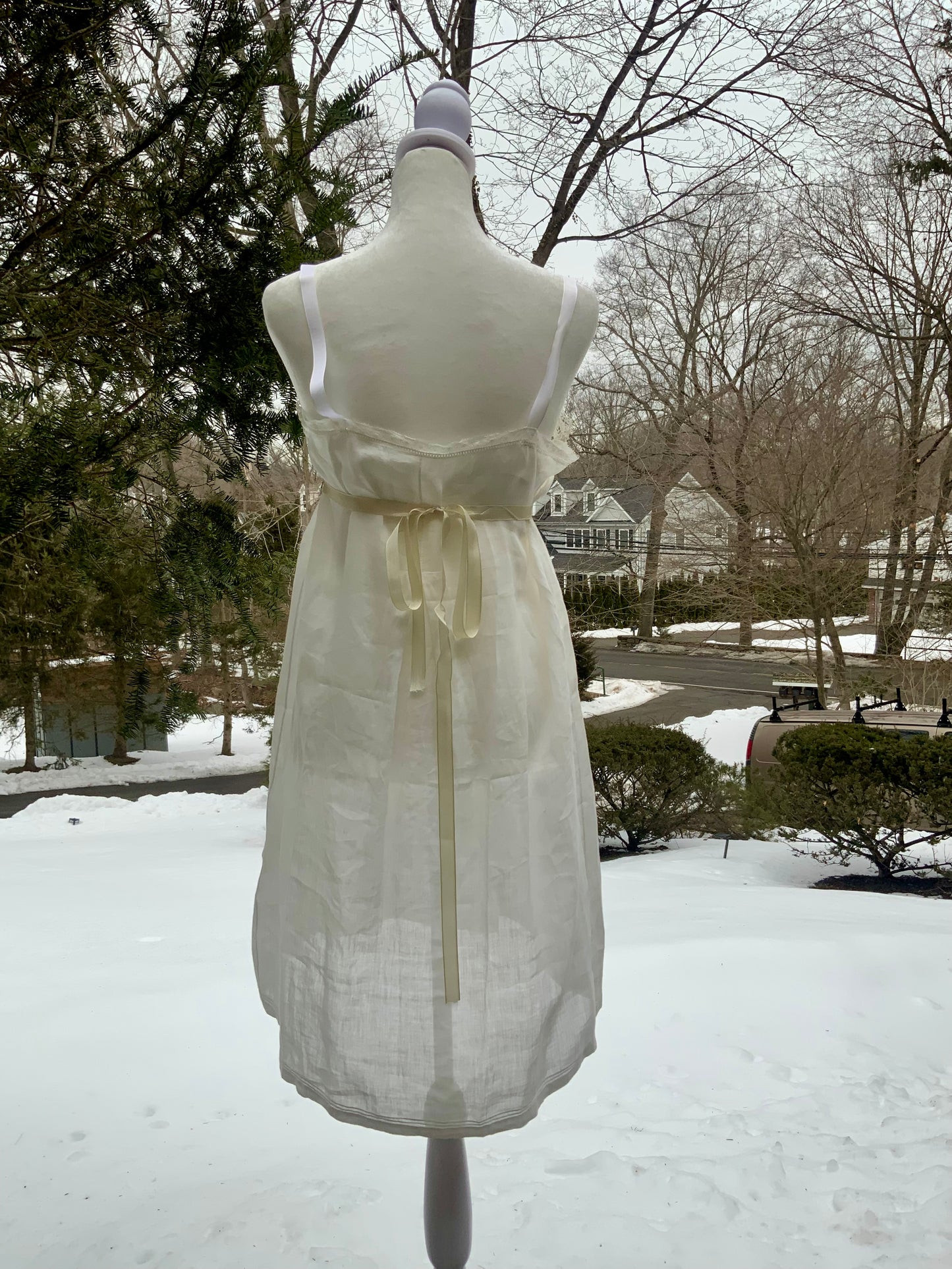 Edwardian Argentine Monogrammed Cotton Slip Dress with Embroidered Birds | “Pochola” | Antique Lace Lingerie c.1910s
-ED59