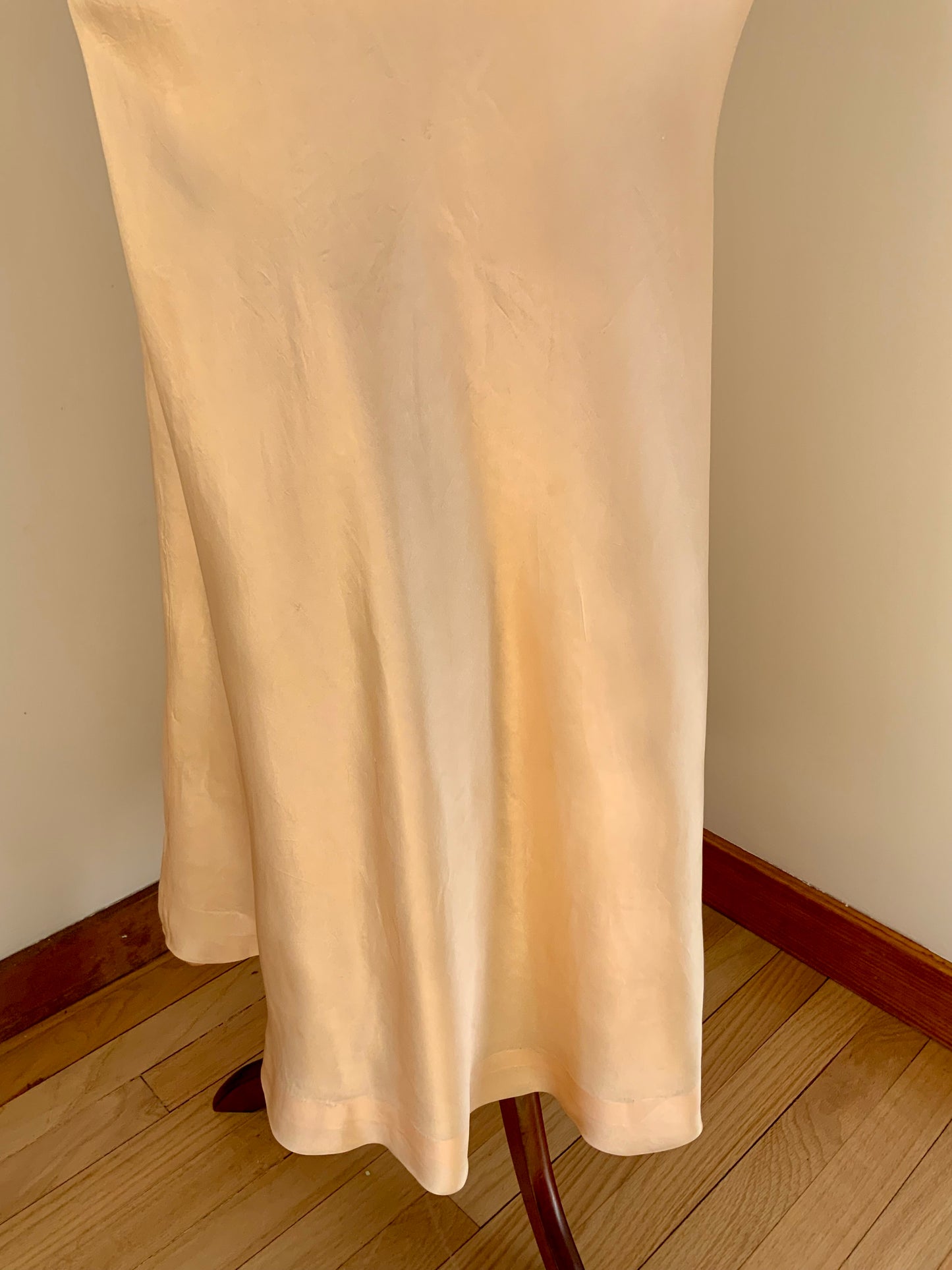 Vintage Hand-Dyed Silk Slip Dress with Lace Bodice | 30s–40s
 - 40AW