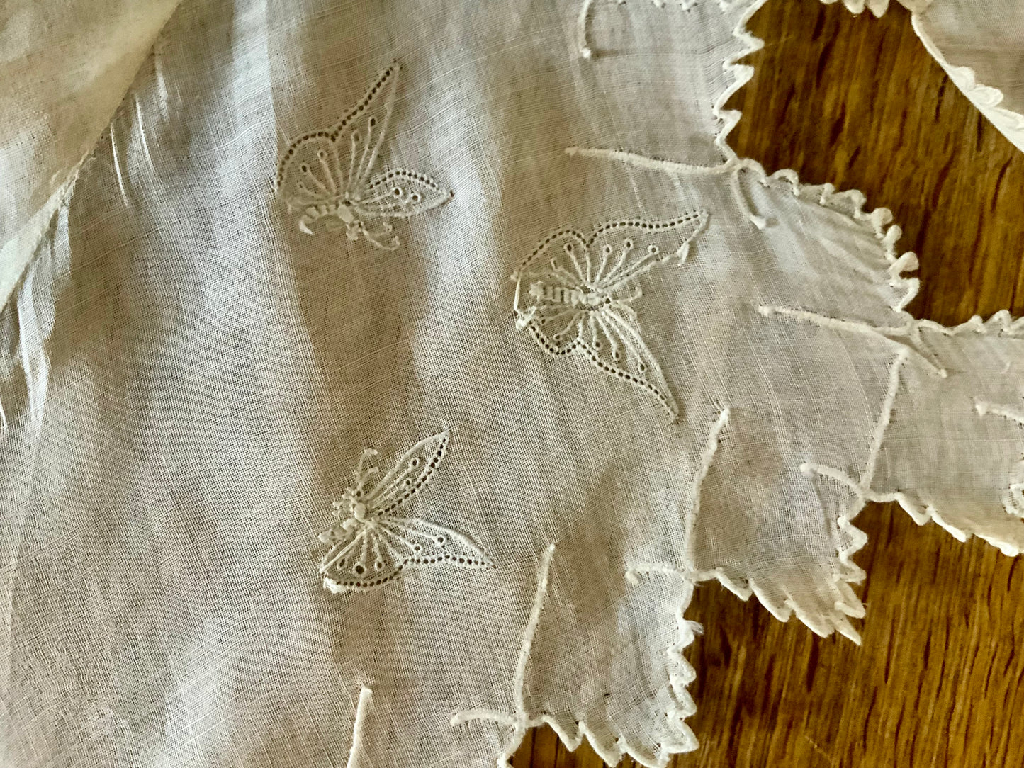 Antique Cotton Collar -Embroidered Butterflies - 1920
