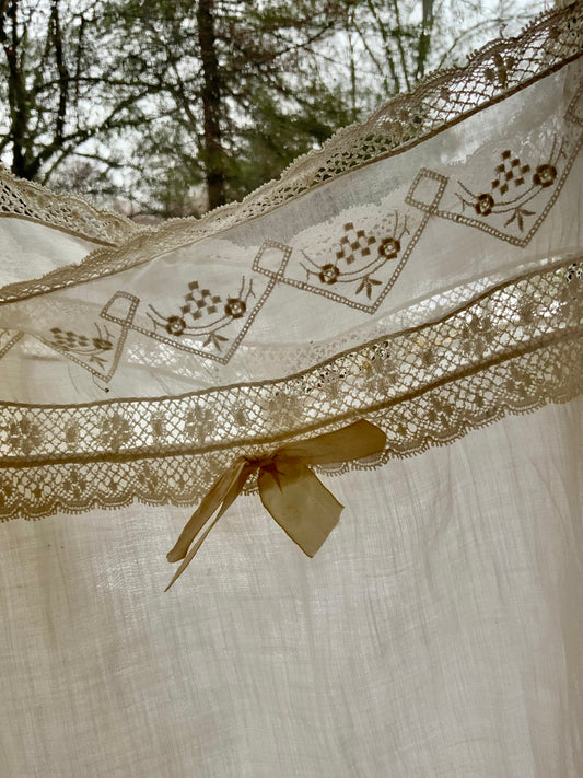 Edwardian Cotton Batiste Combination Camisole Drawers with Embroidered Insertion Lace | Antique Lingerie | Circa 1905–1915 Antique Teddy-ED64