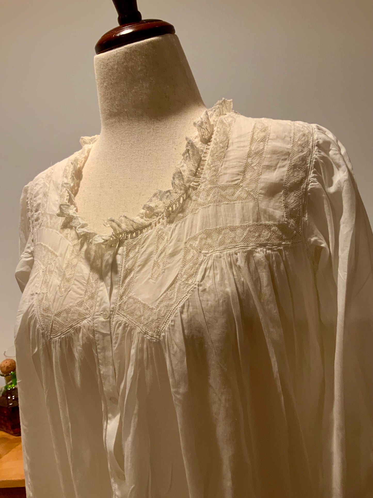Edwardian White Cotton Nightgown c.1900–1915-E27