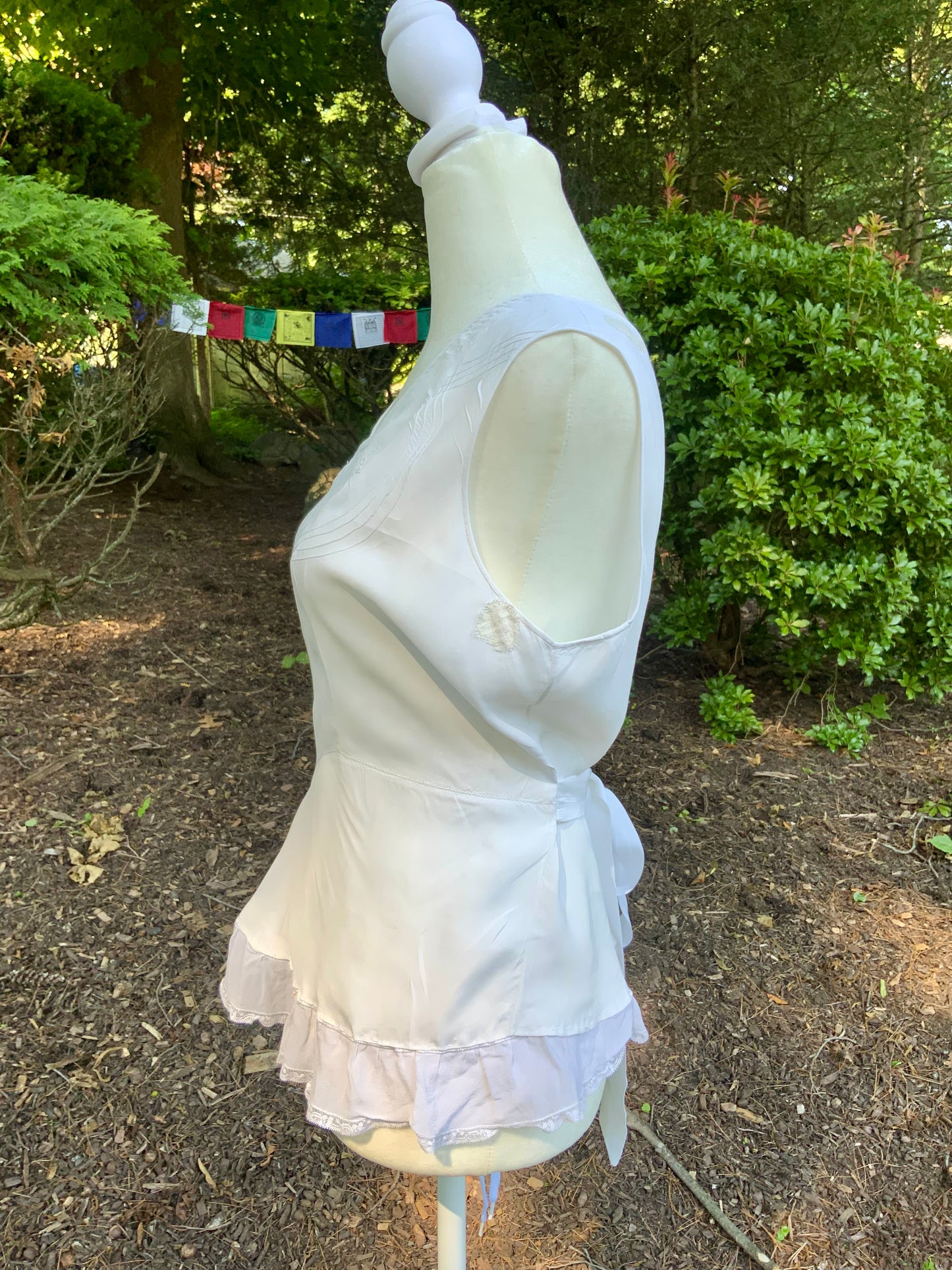 1930s Art Deco Embroidered Wrap Top | Reimagined from an Antique Nightgown-30DL