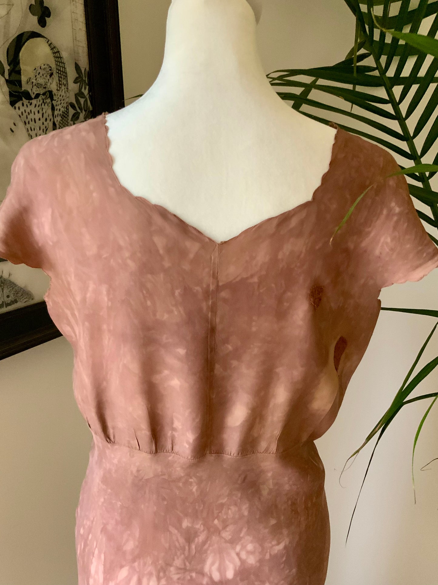 1930s Hand Dyed Silk Dress | Artistically Restored Vintage Lace Appliqué Dress-30DE