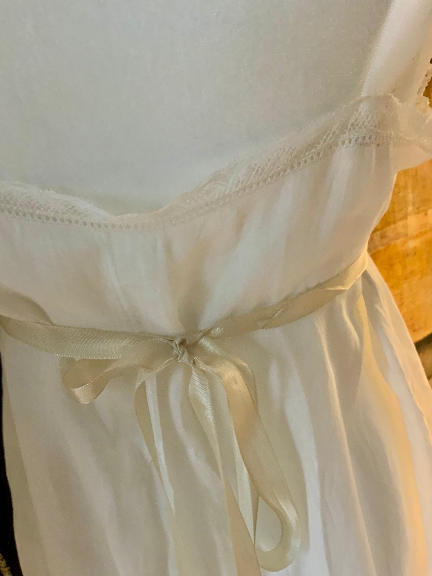 Edwardian Argentine Monogrammed Cotton Slip Dress with Embroidered Birds | “Pochola” | Antique Lace Lingerie c.1910s
-ED59